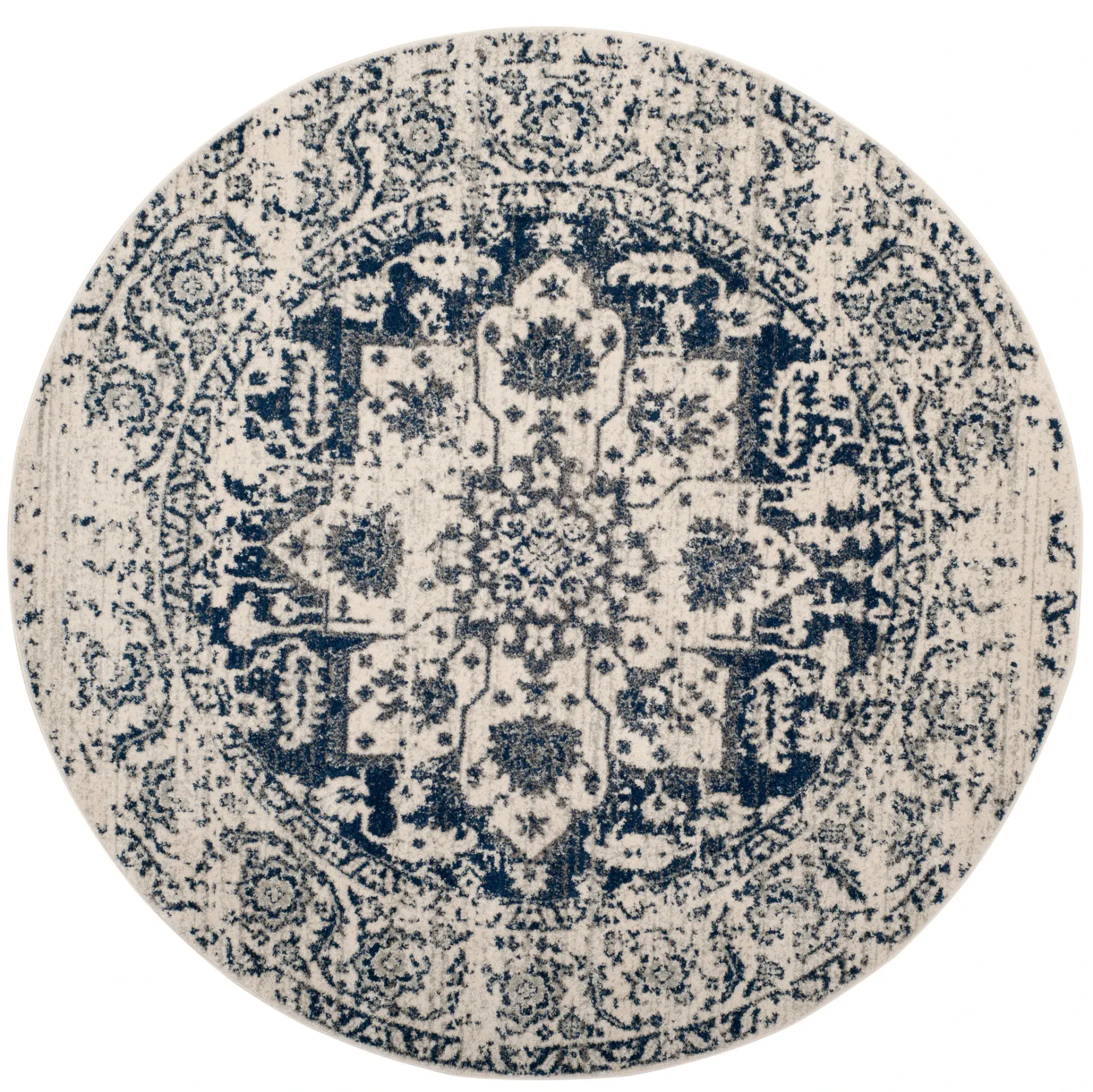 Madison Distressed Open Field Floral Border Rug