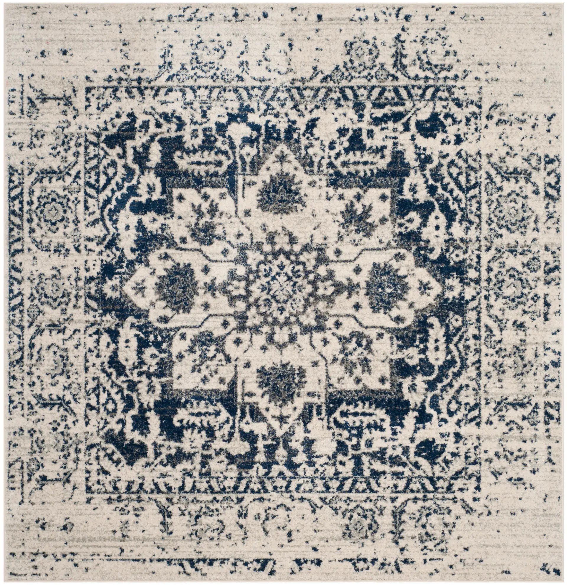 Madison Distressed Open Field Floral Border Rug