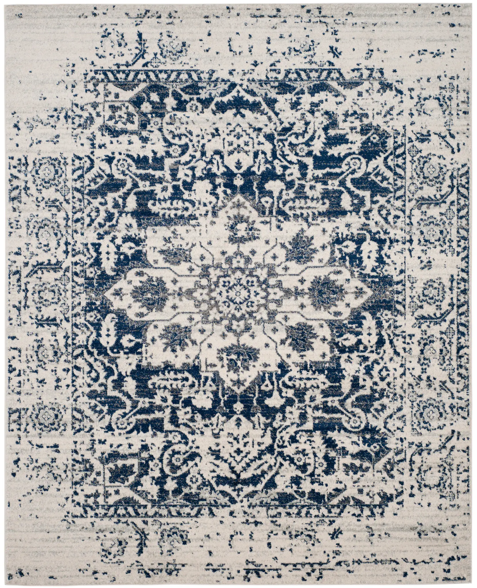Madison Distressed Open Field Floral Border Rug