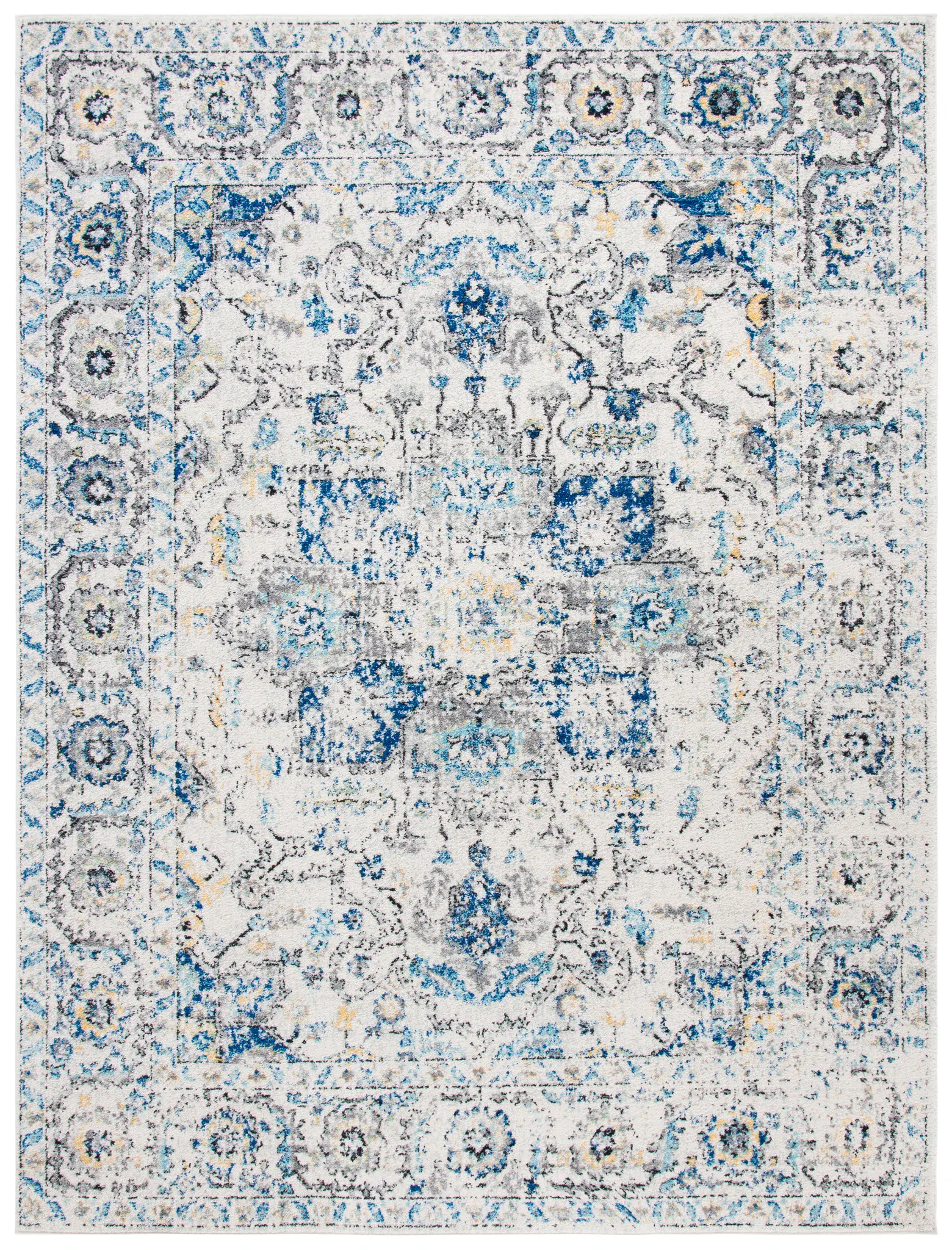 Madison Distressed Open Field Floral Border Rug