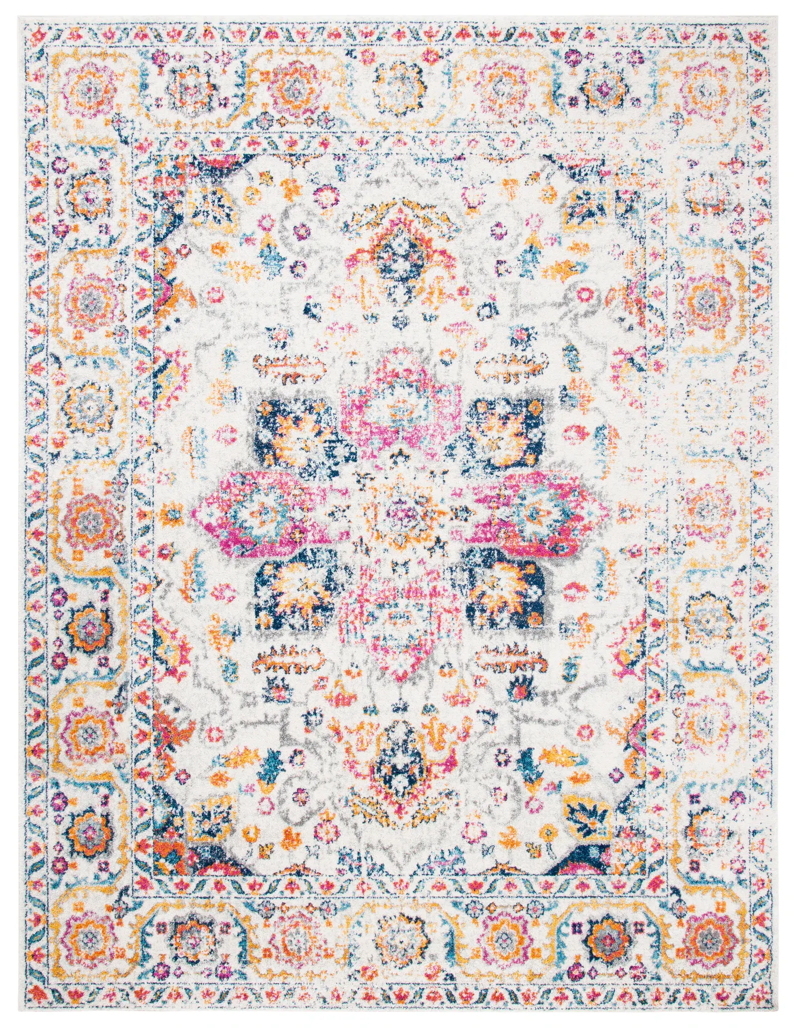 Madison Distressed Open Field Floral Border Rug