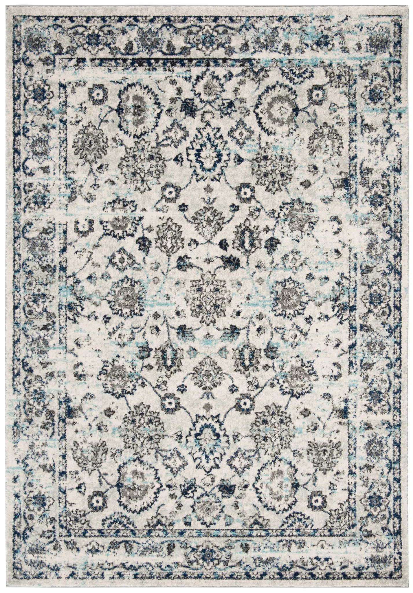 Madison Distressed Floral Border Rug