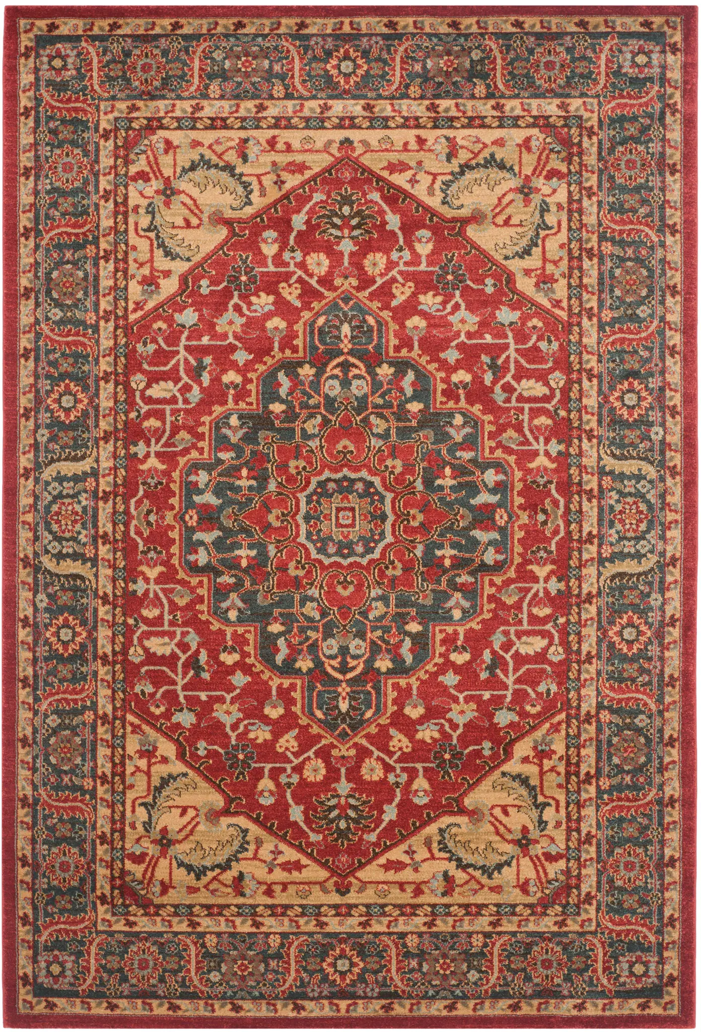 Mahal Persian Medallion Bordered Rug
