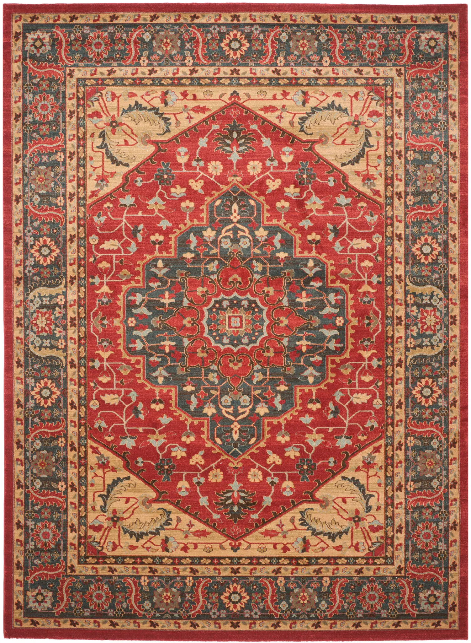 Mahal Persian Medallion Bordered Rug
