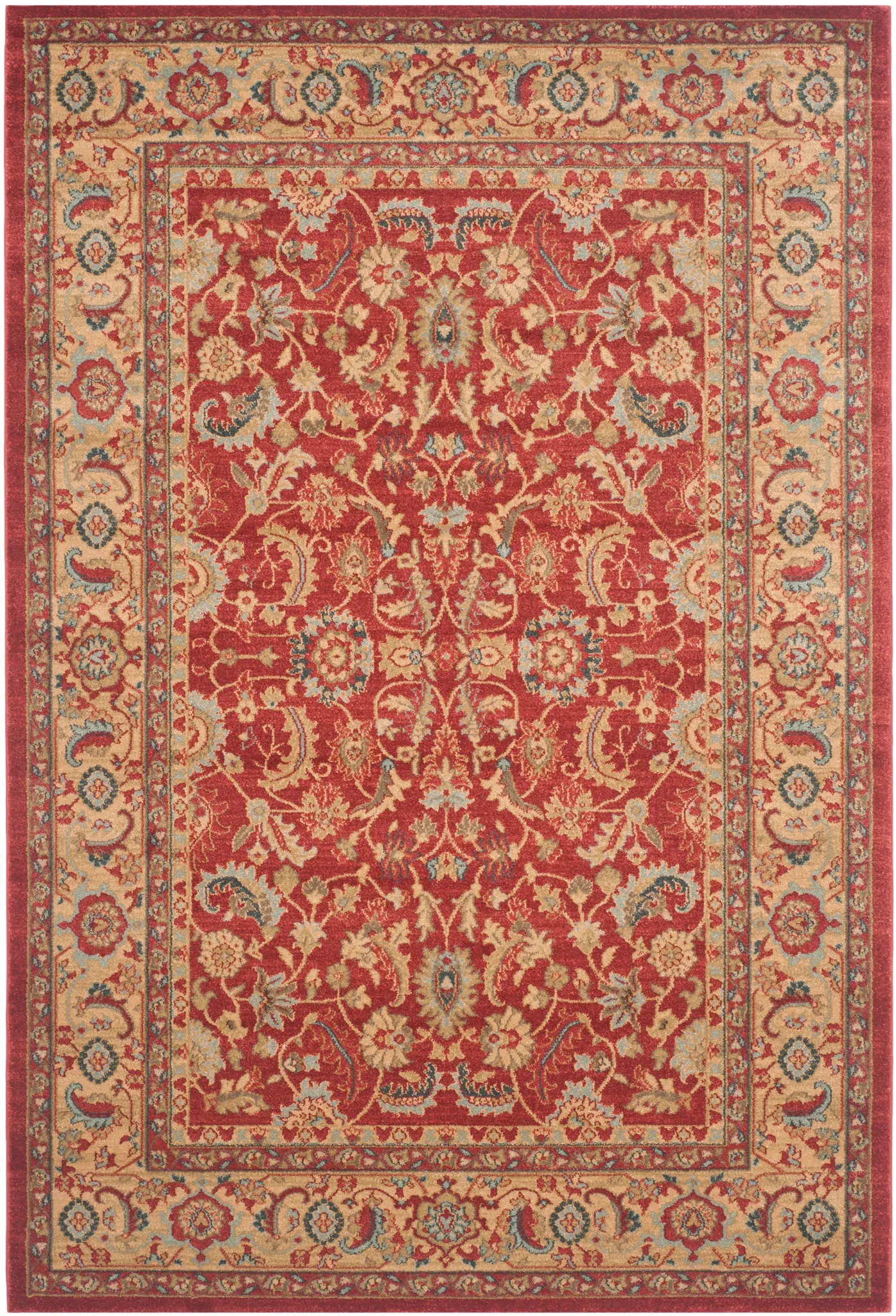 Mahal Floral Vine Bordered Rug