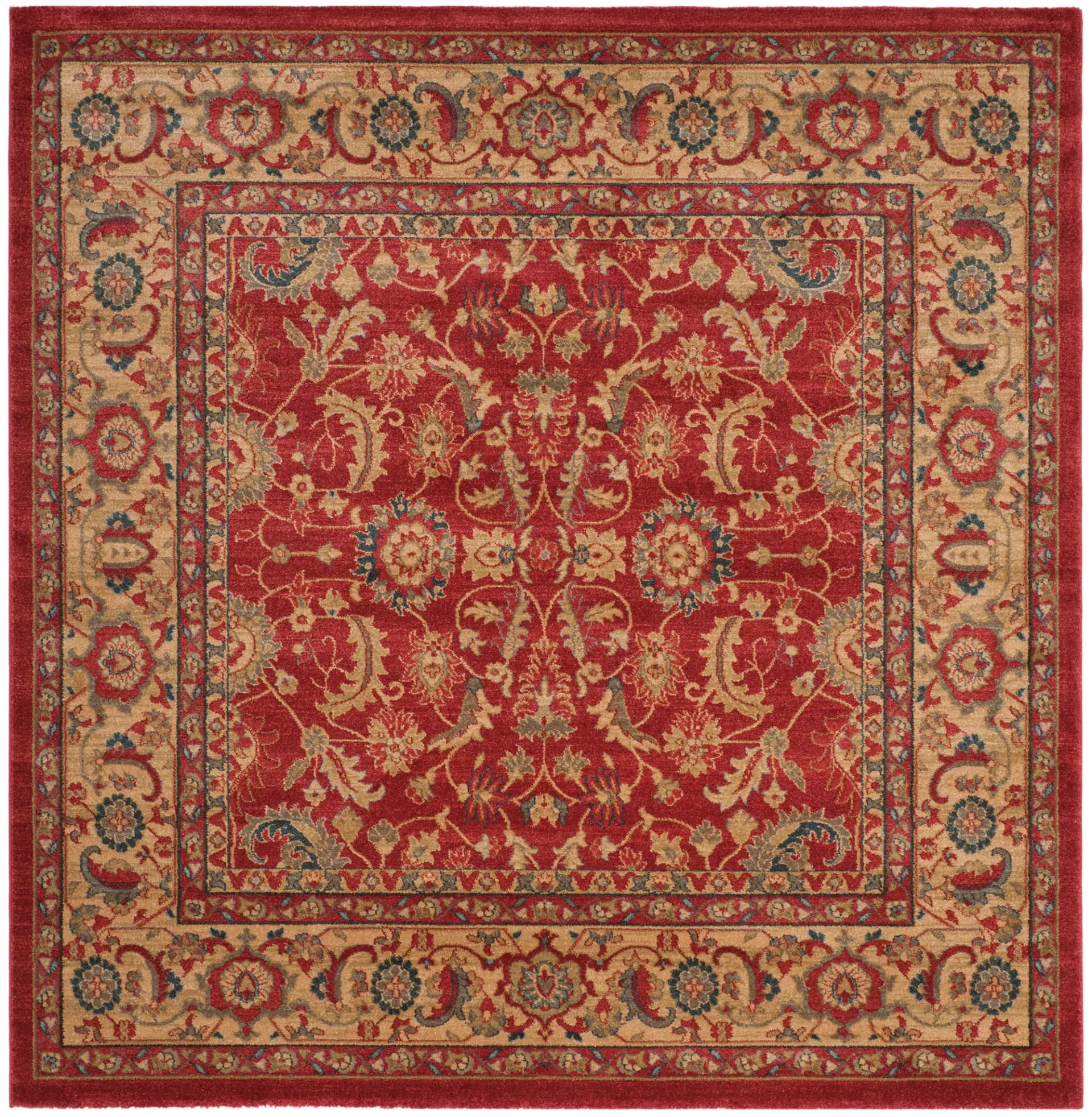 Mahal Floral Vine Bordered Rug