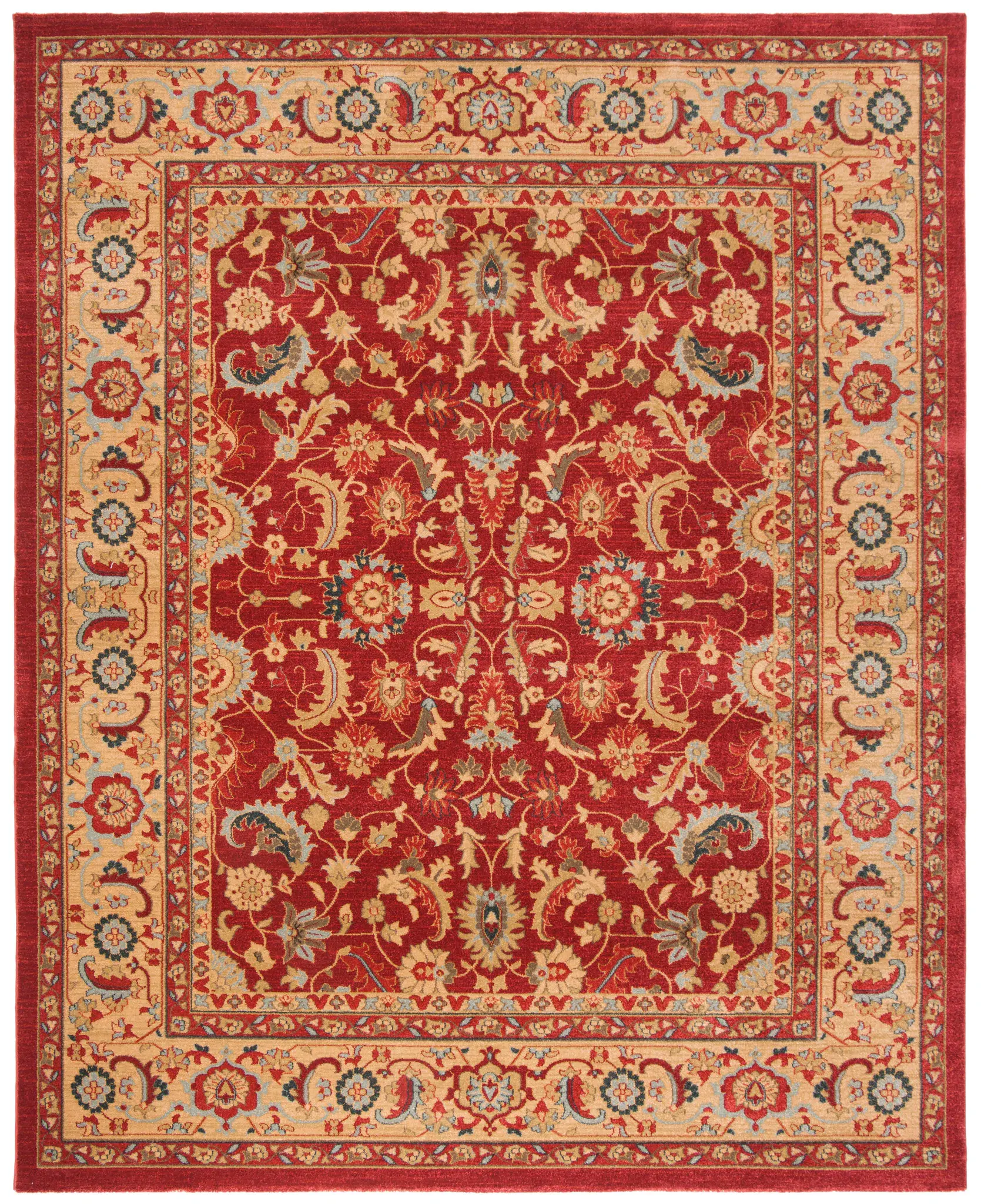 Mahal Floral Vine Bordered Rug