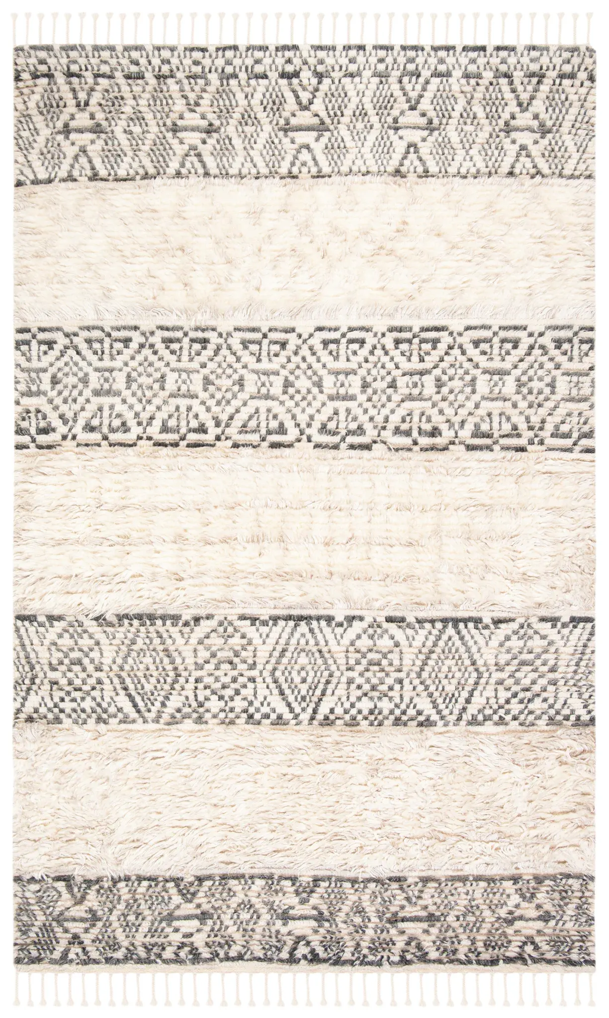 Manhattan Banded Geometric Hand-Knotted Wool Rug