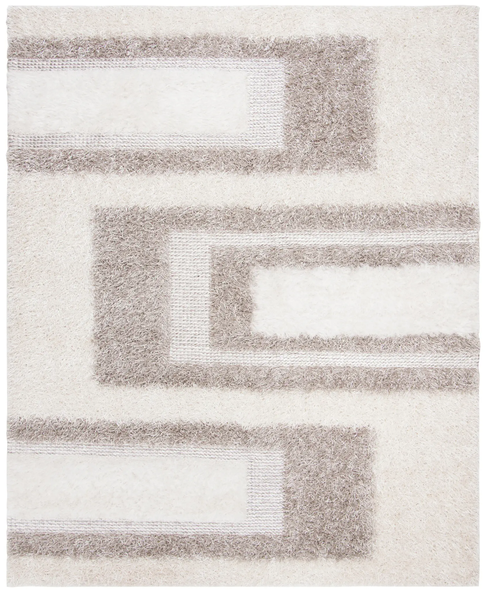 Manhattan Interlocking Block Hand-Tufted Shag Rug
