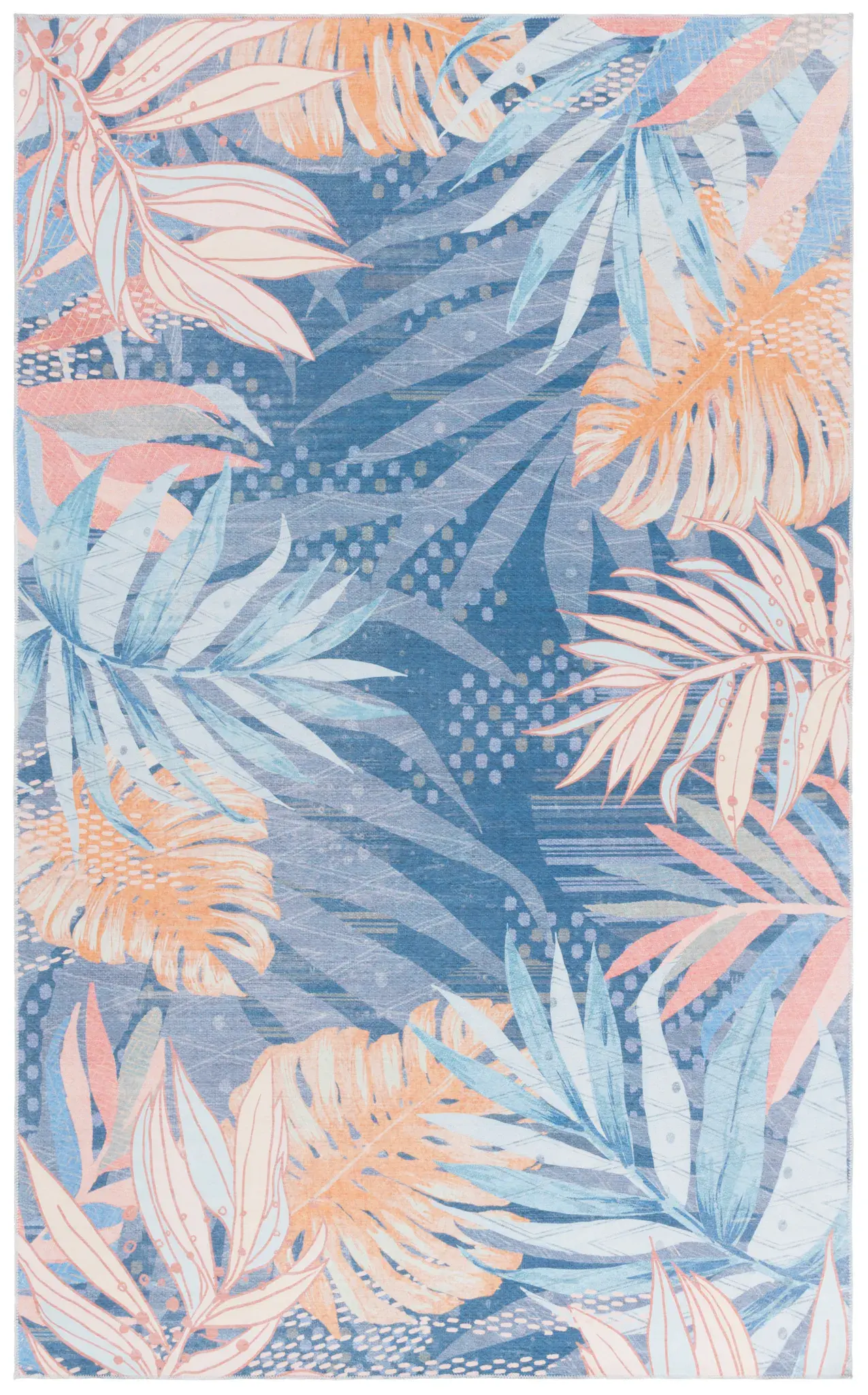 Malibu Tropical Leaf Washable Rug