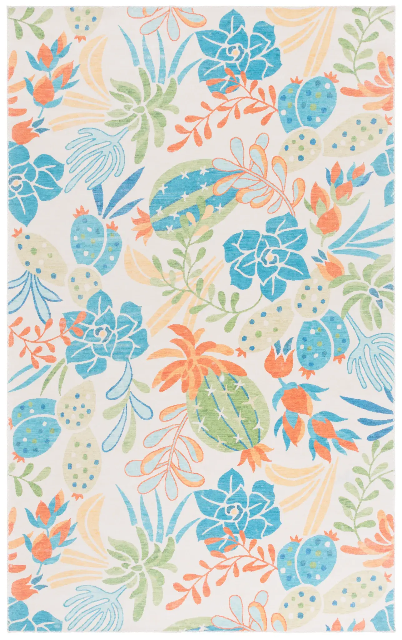 Malibu Cactus And Succulent Washable Rug