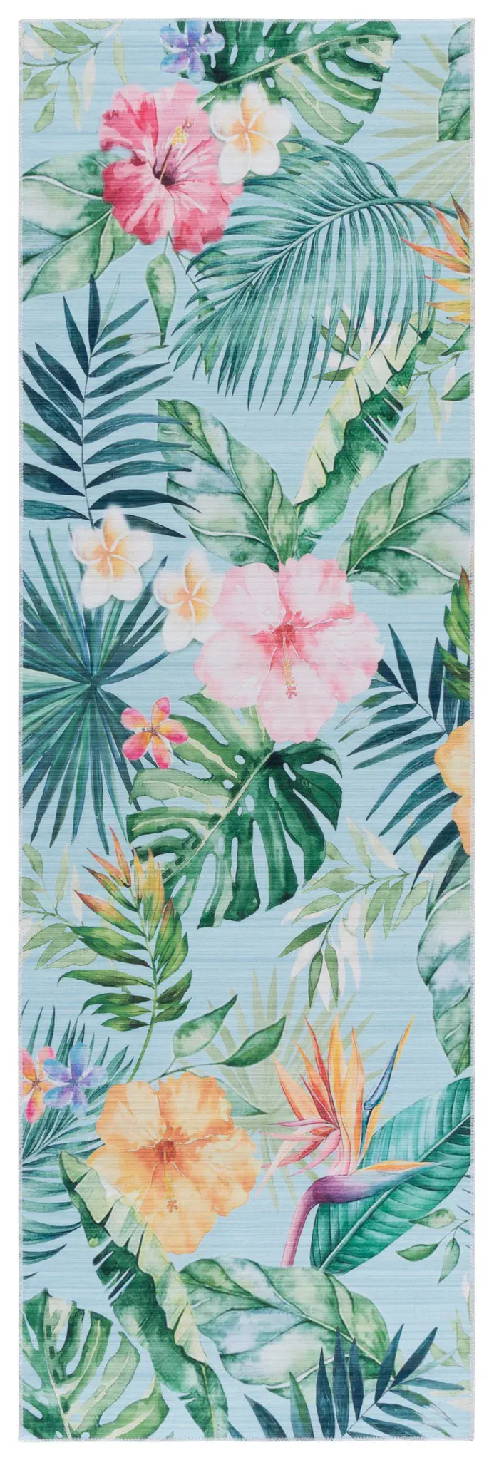 Malibu Tropical Leaf And Flower Washable Rug
