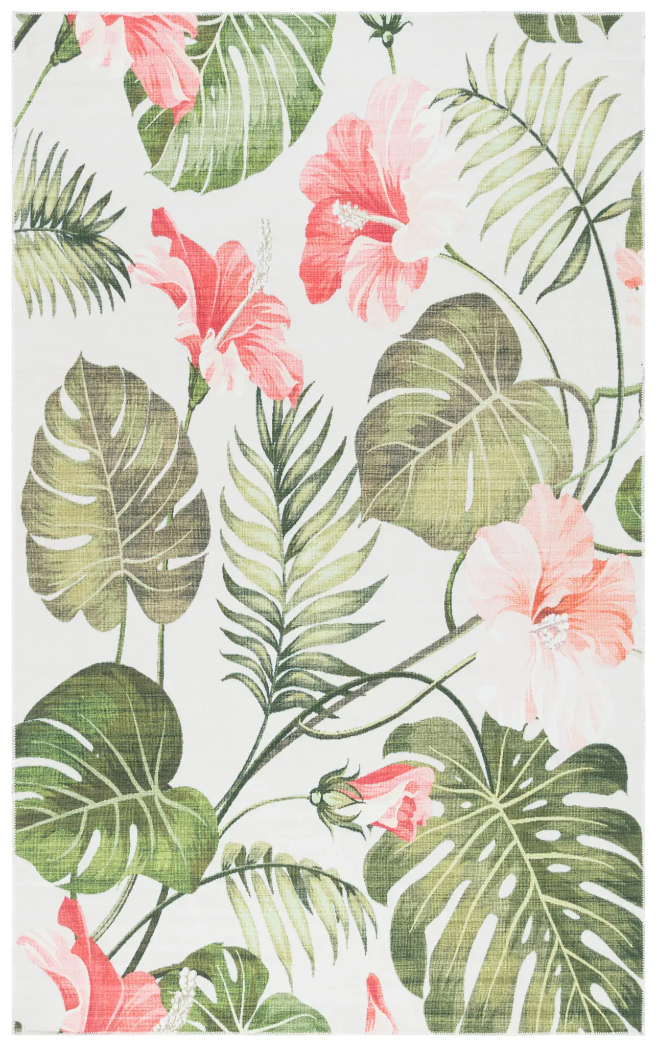 Malibu Hibiscus Palm Washable Rug