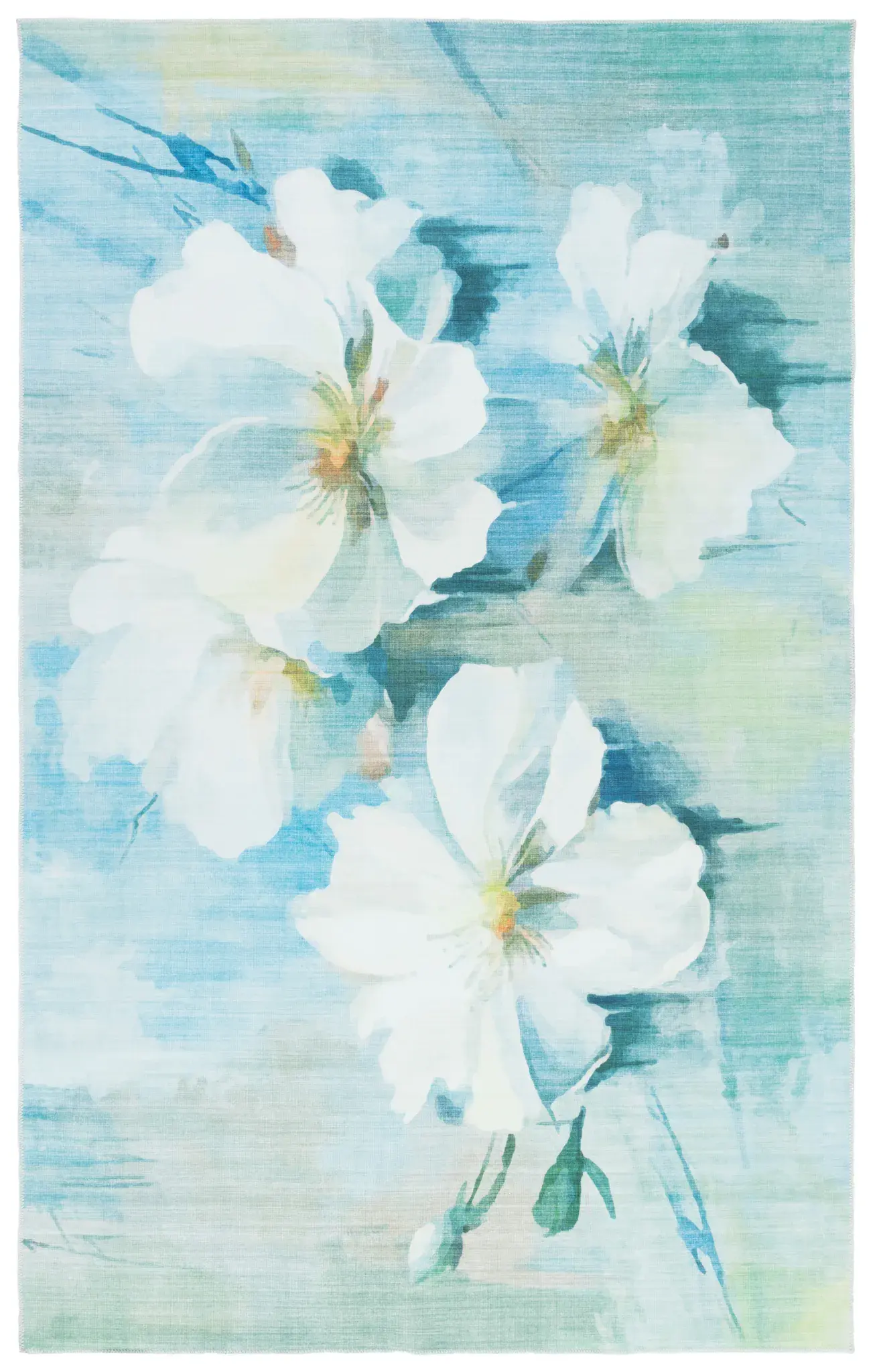 Malibu Watercolor Floral Washable Rug