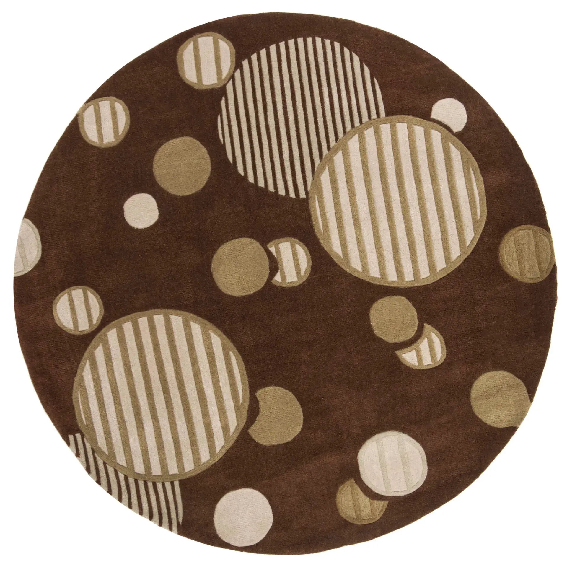 Modern Art Striped Circles Hand-Tufted Rug