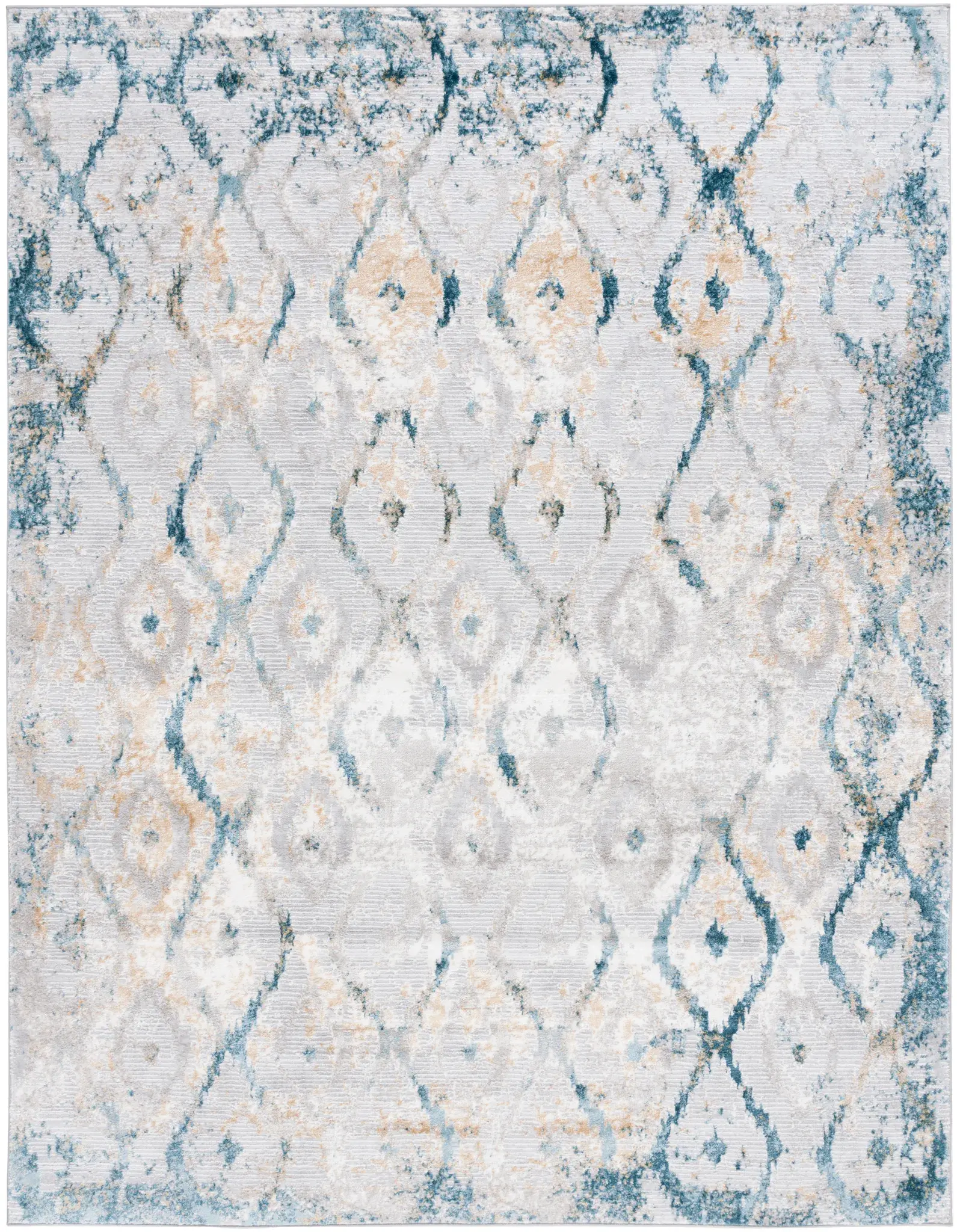 Meadow Evoke Distressed Ikat Lattice Rug