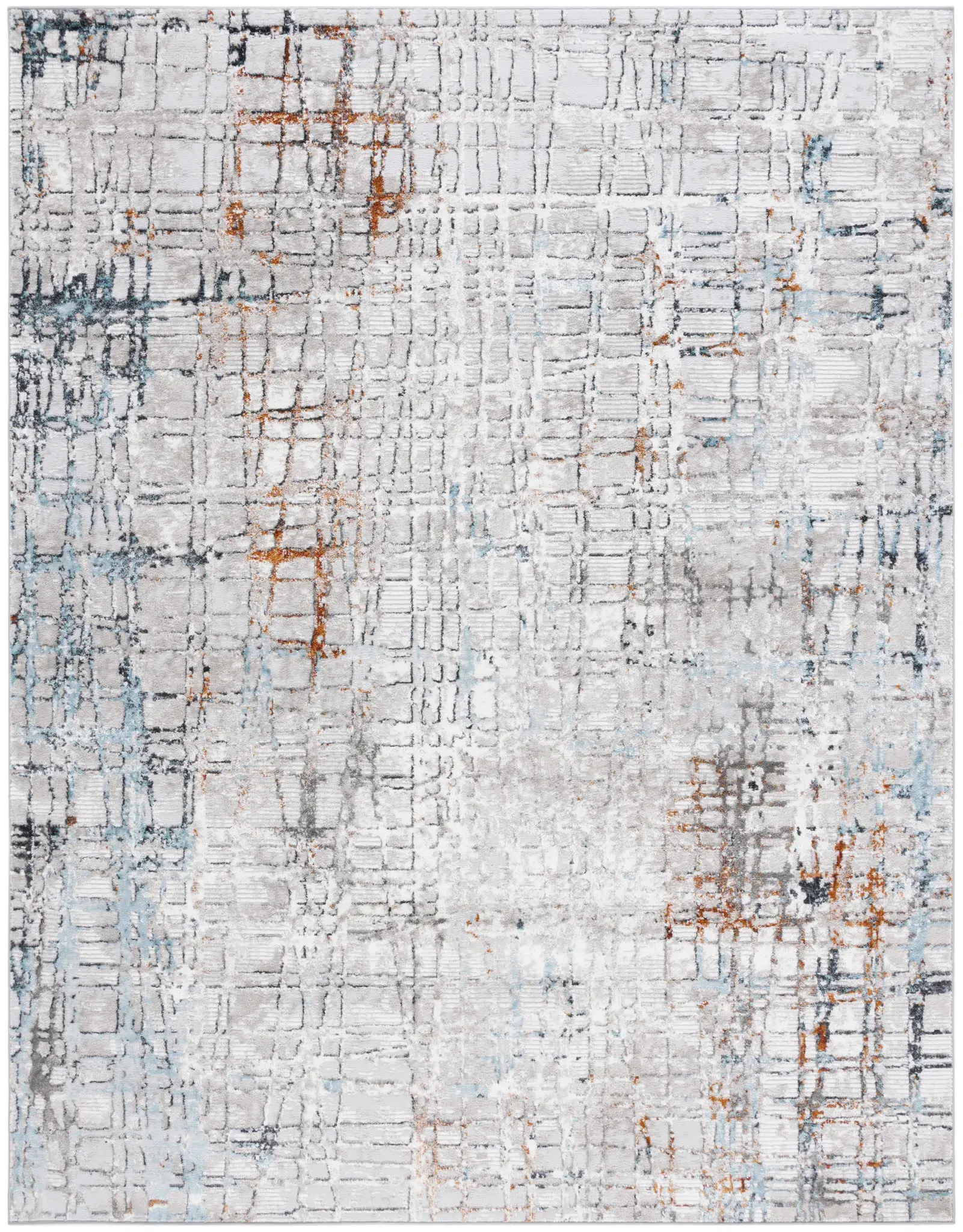 Meadow Distressed Grid Rug