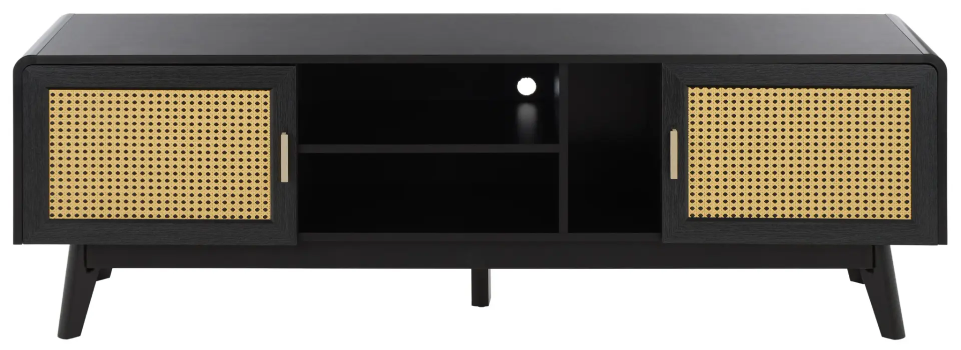 Maddy Three-Shelf Rattan Door Media Console