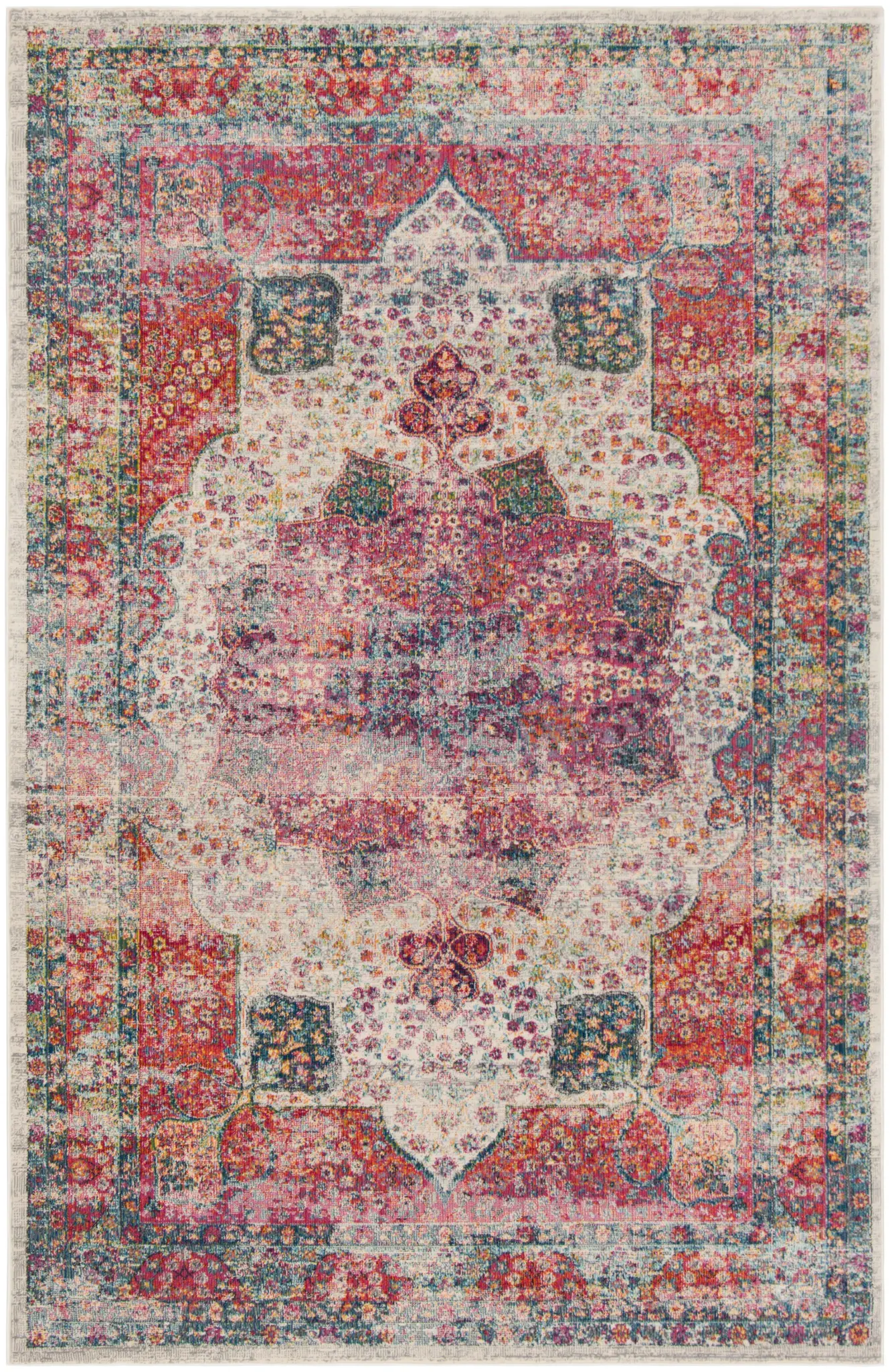 Merlot Distressed Medallion Rug