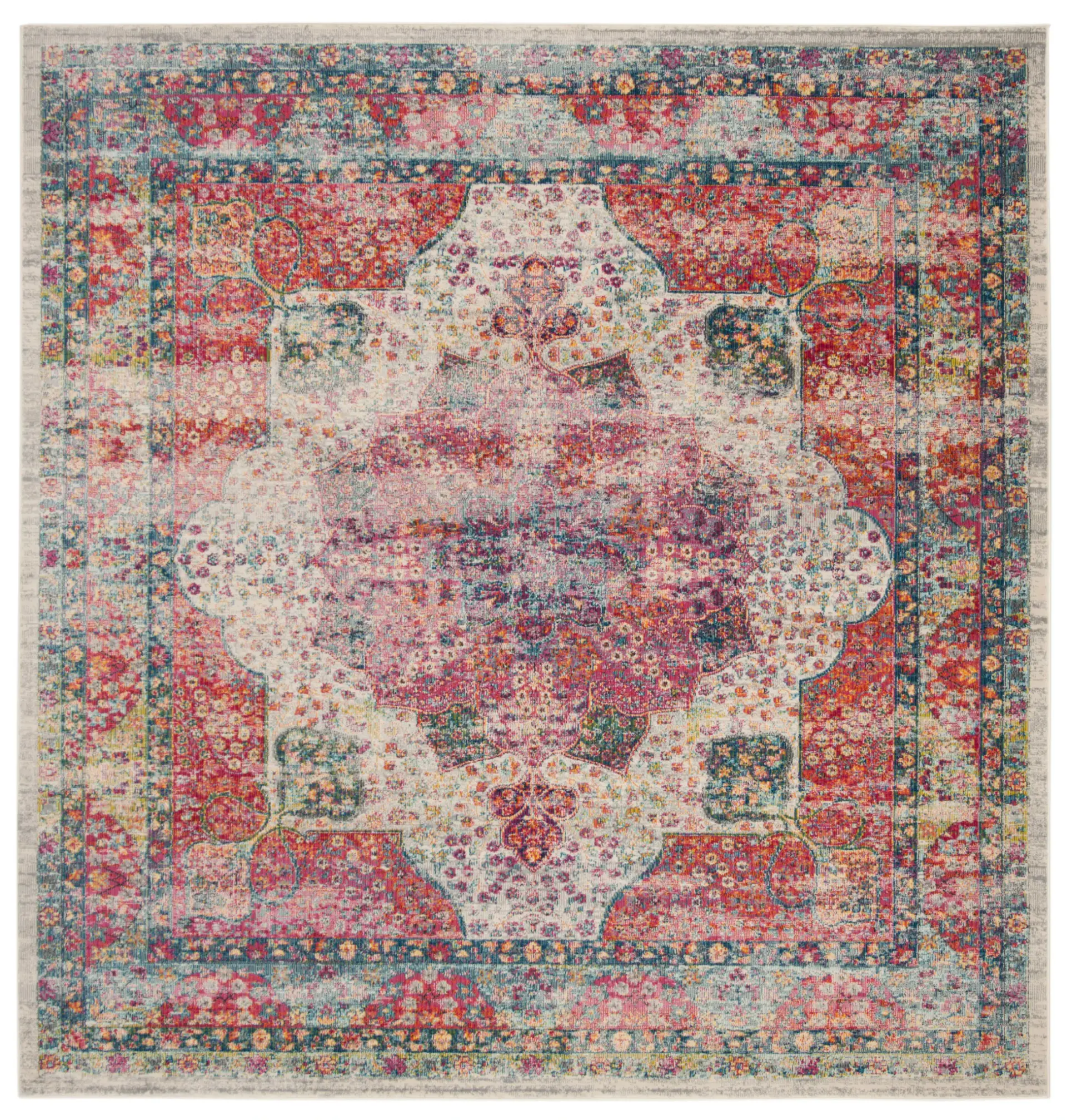 Merlot Distressed Medallion Rug