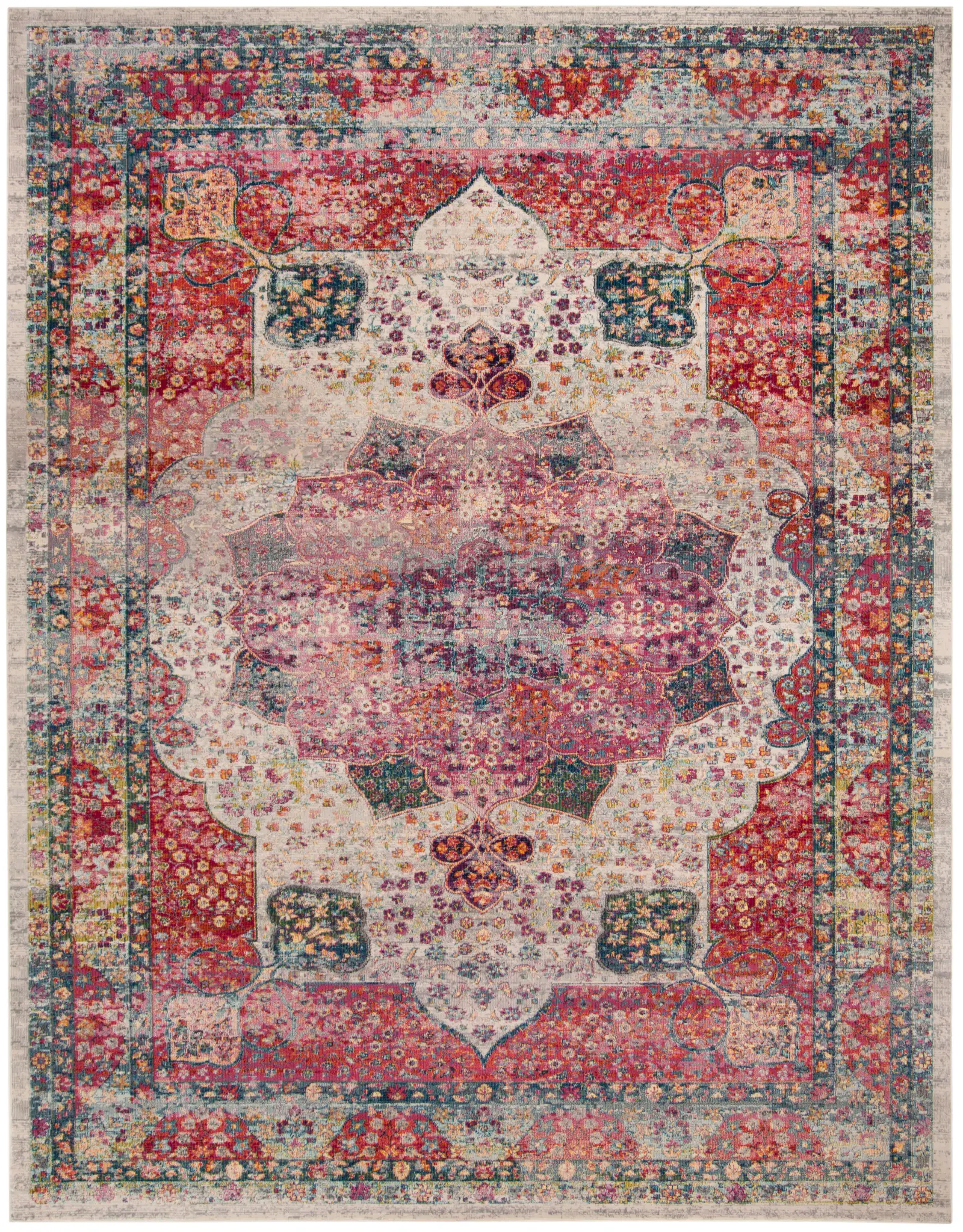 Merlot Distressed Medallion Rug