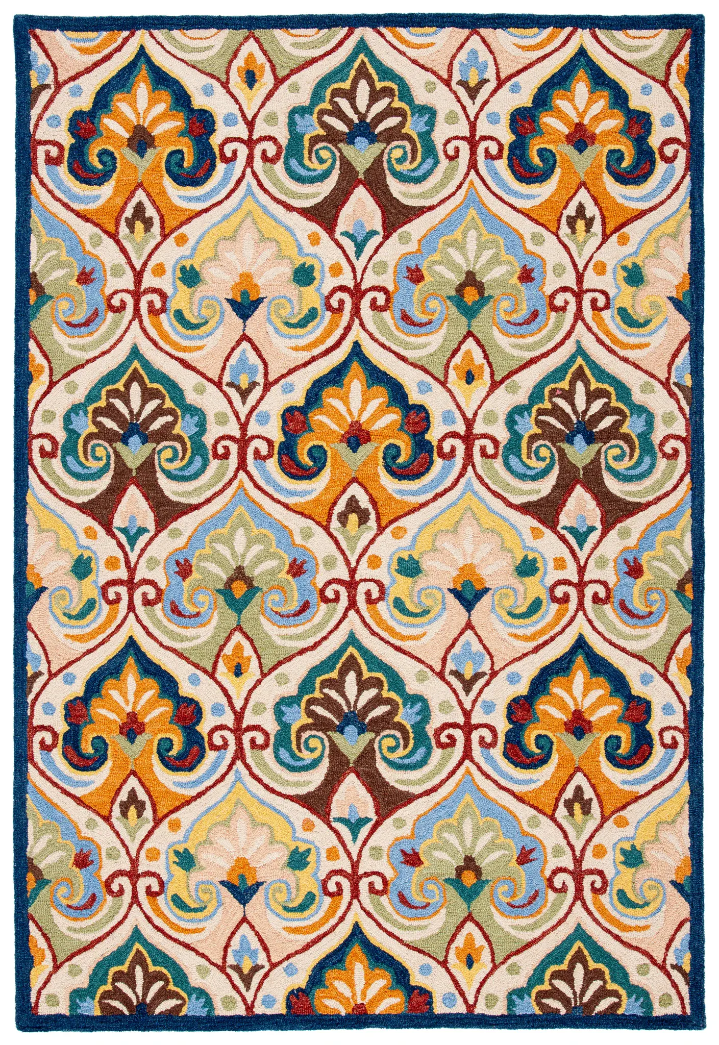 Metro Damask Scroll Trellis Hand-Tufted Wool Rug