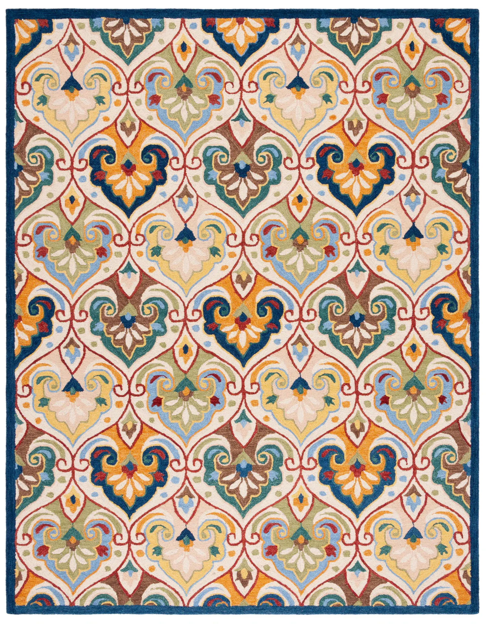 Metro Damask Scroll Trellis Hand-Tufted Wool Rug