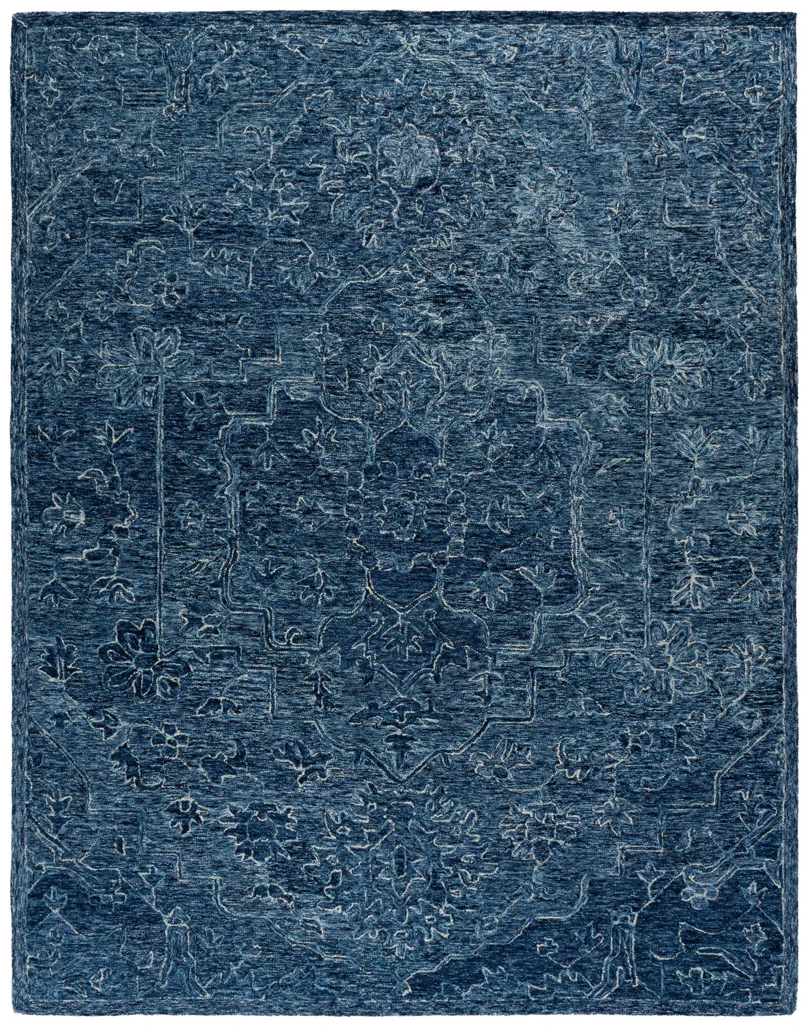 Metro Stepped Floral Medallion Hand-Tufted Wool Rug