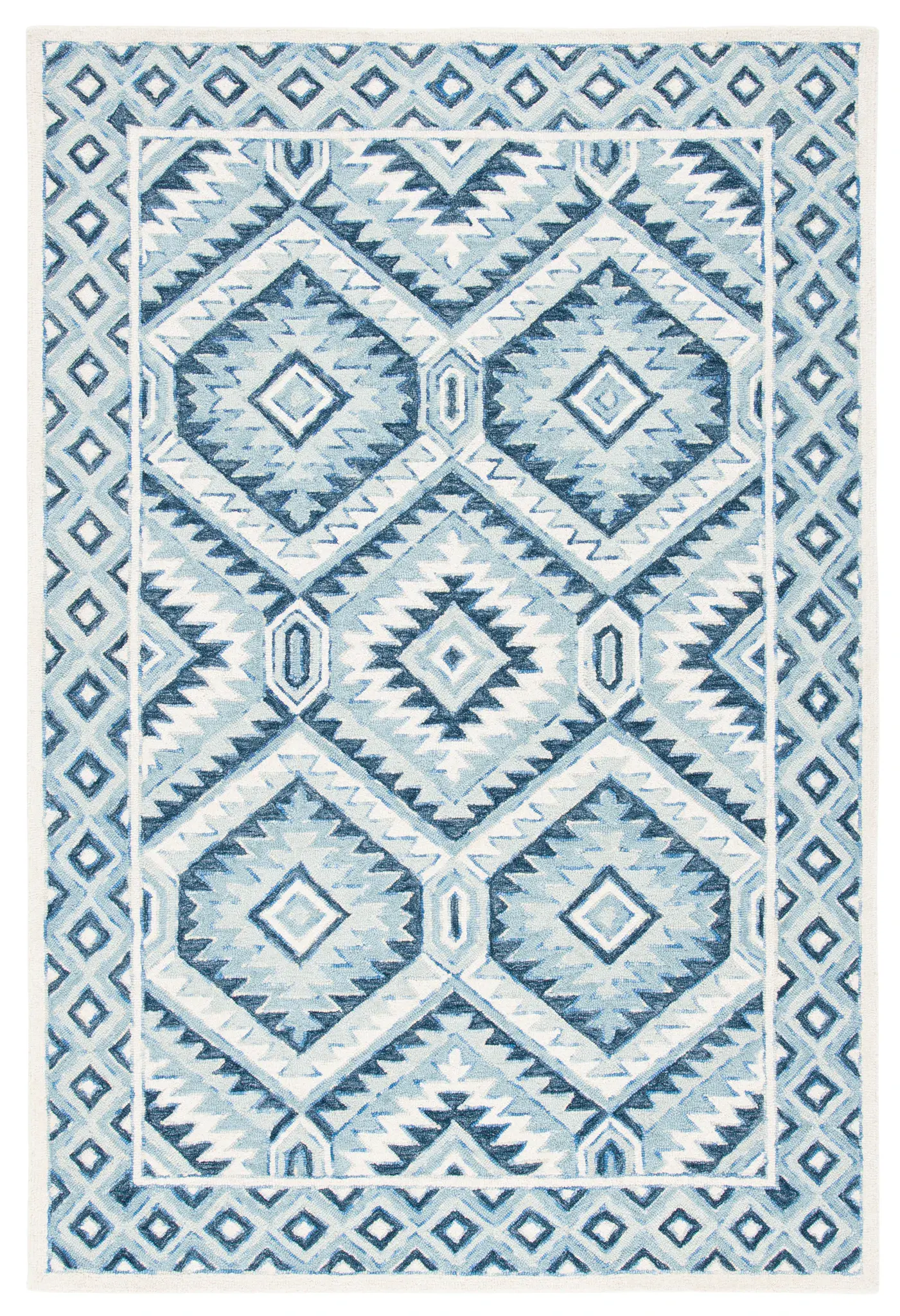 Metro Tribal Serrated Diamond Medallion Hand-Tufted Wool Rug