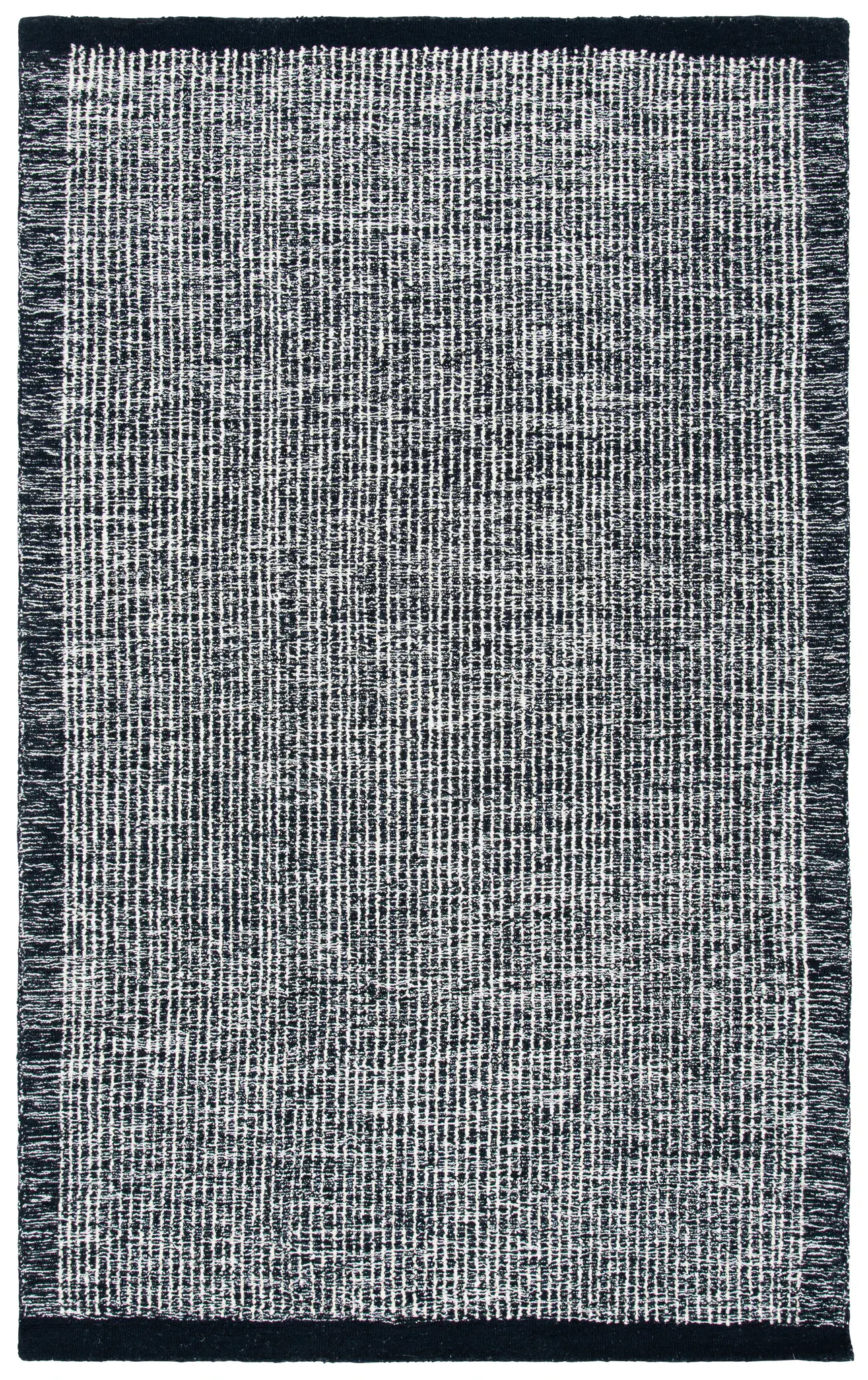 Metro Modern Striped Border Hand-Tufted Wool Rug