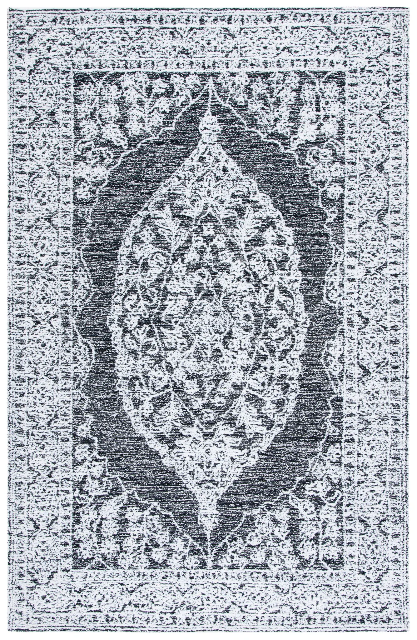 Metro Traditional Medallion Border Hand-Tufted Wool Rug