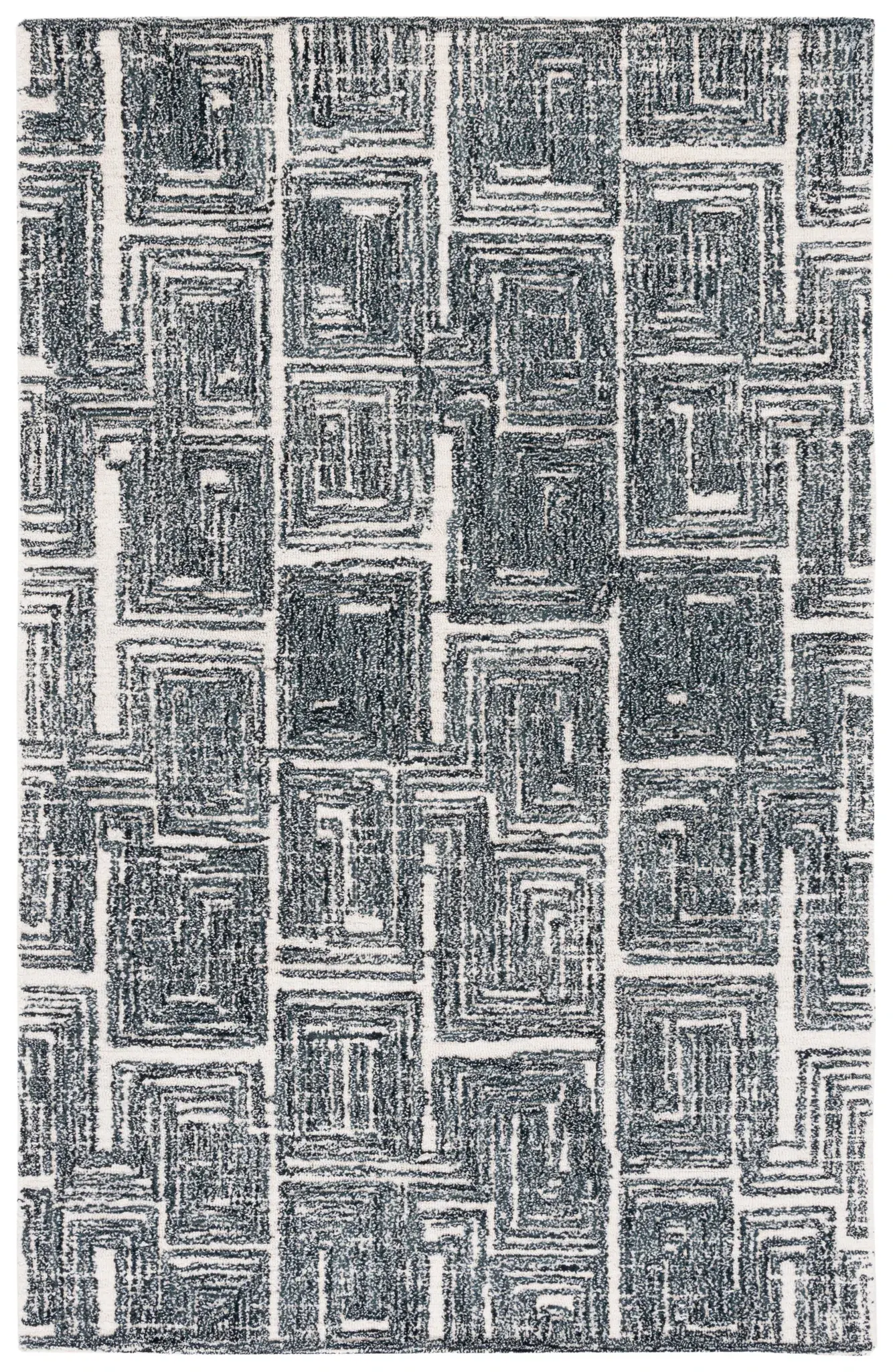 Metro Interlocking Block Hand-Tufted Wool Rug
