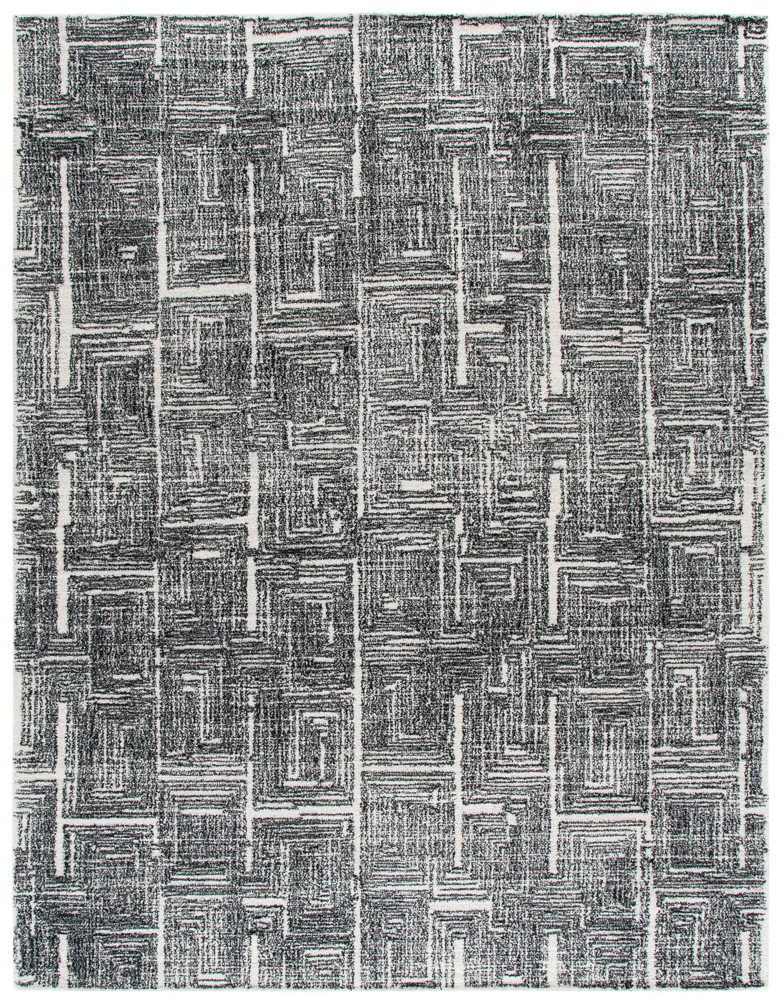 Metro Interlocking Block Hand-Tufted Wool Rug