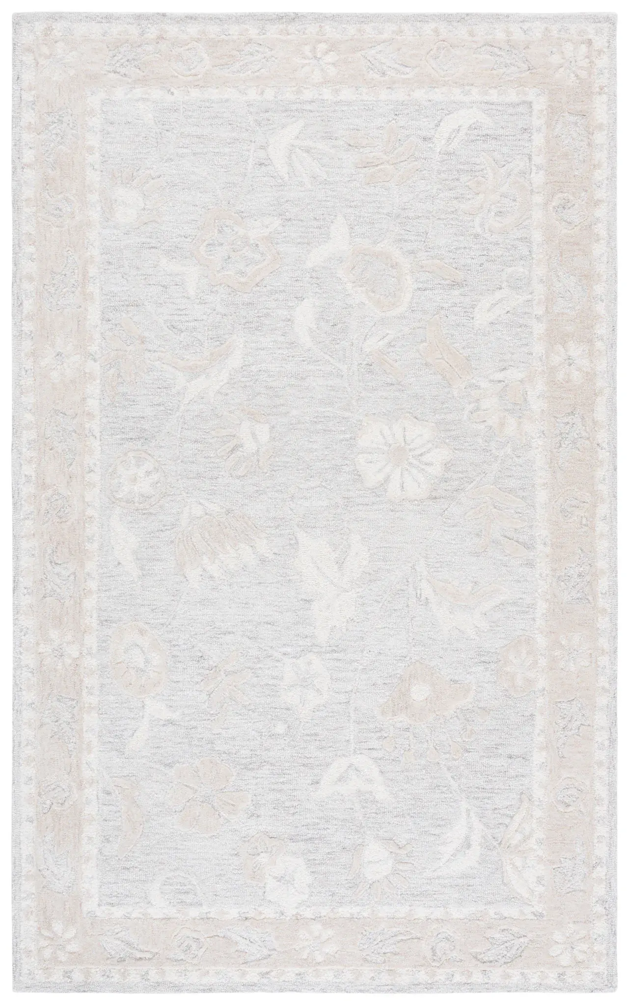 Metro Floral Border Hand-Tufted Rug