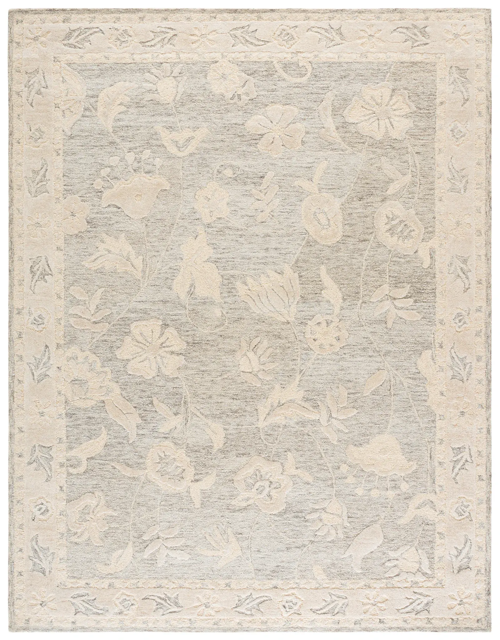 Metro Floral Border Hand-Tufted Rug