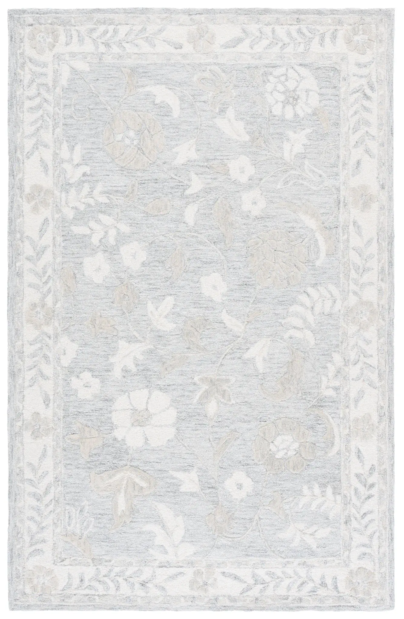 Metro Floral Border Hand-Tufted Rug