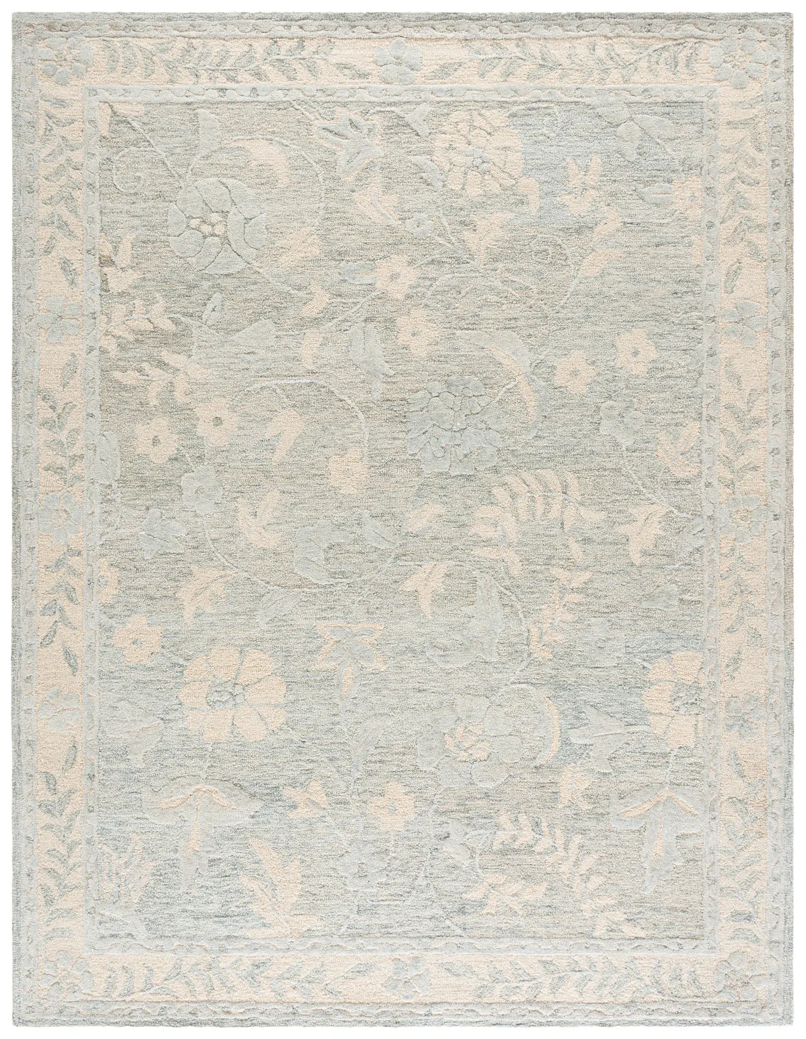 Metro Floral Border Hand-Tufted Rug