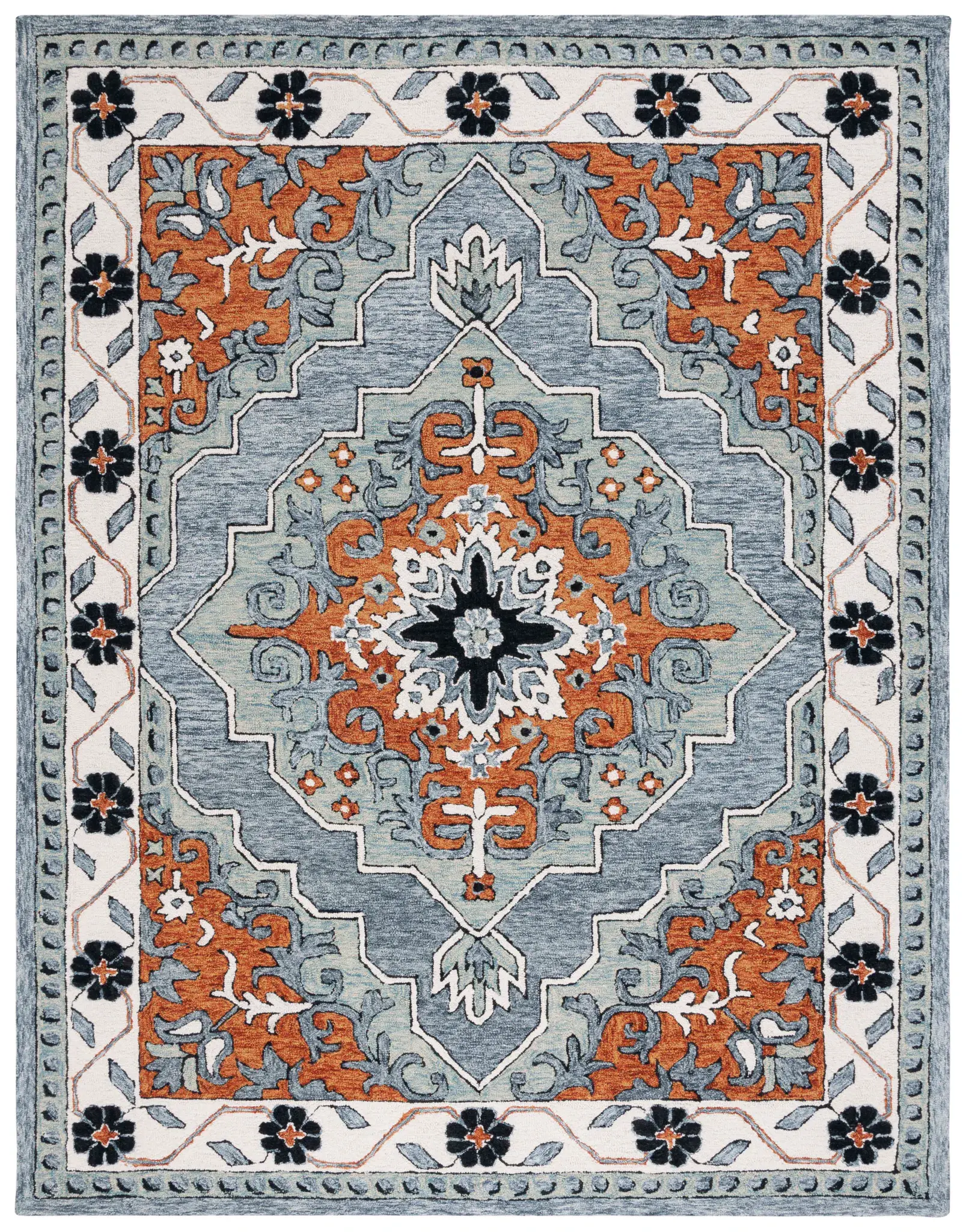 Metro Concentric Stepped Medallion Hand-Tufted Wool Rug