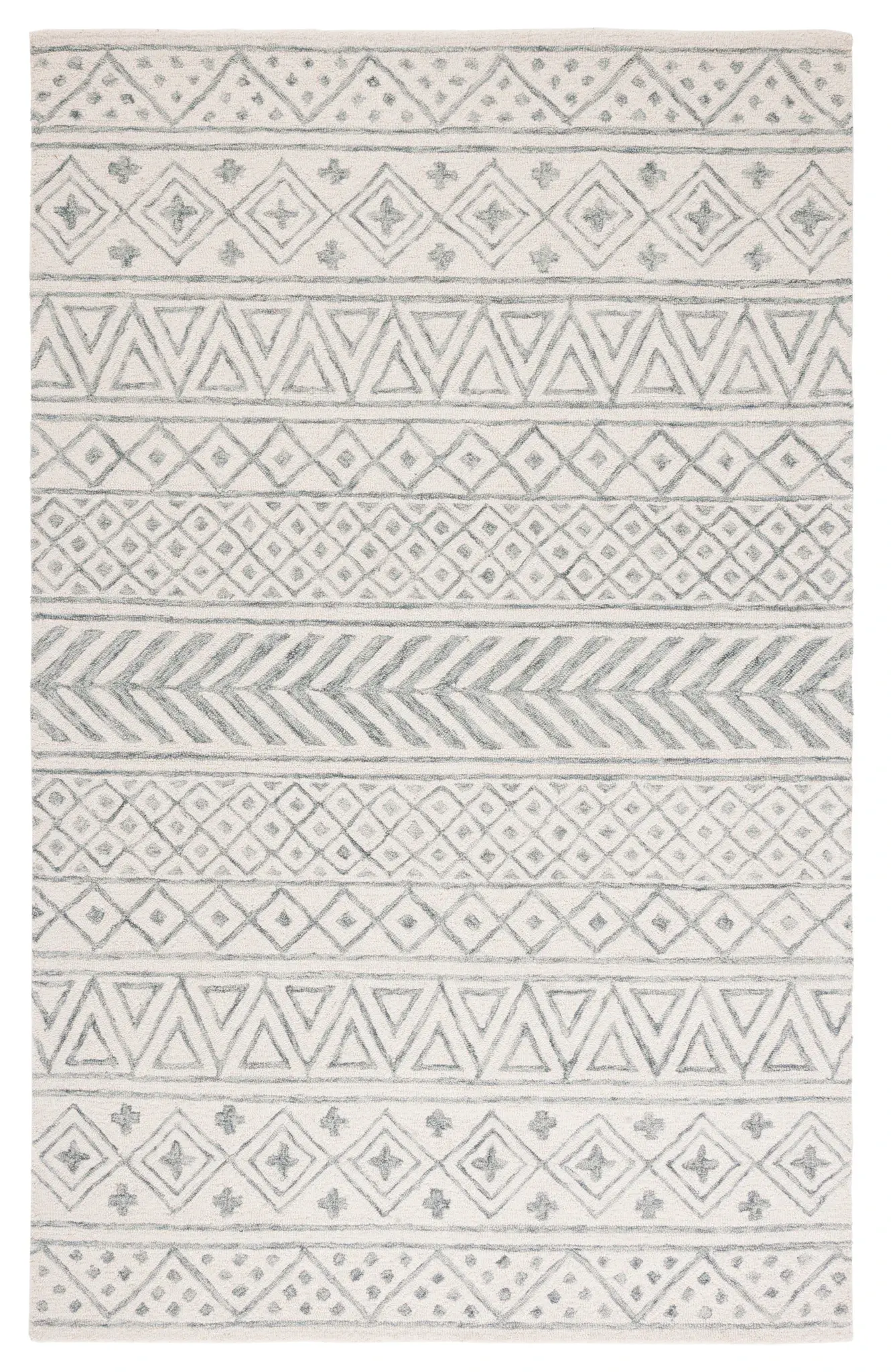 Metro Geometric Banded Hand-Tufted Wool Rug