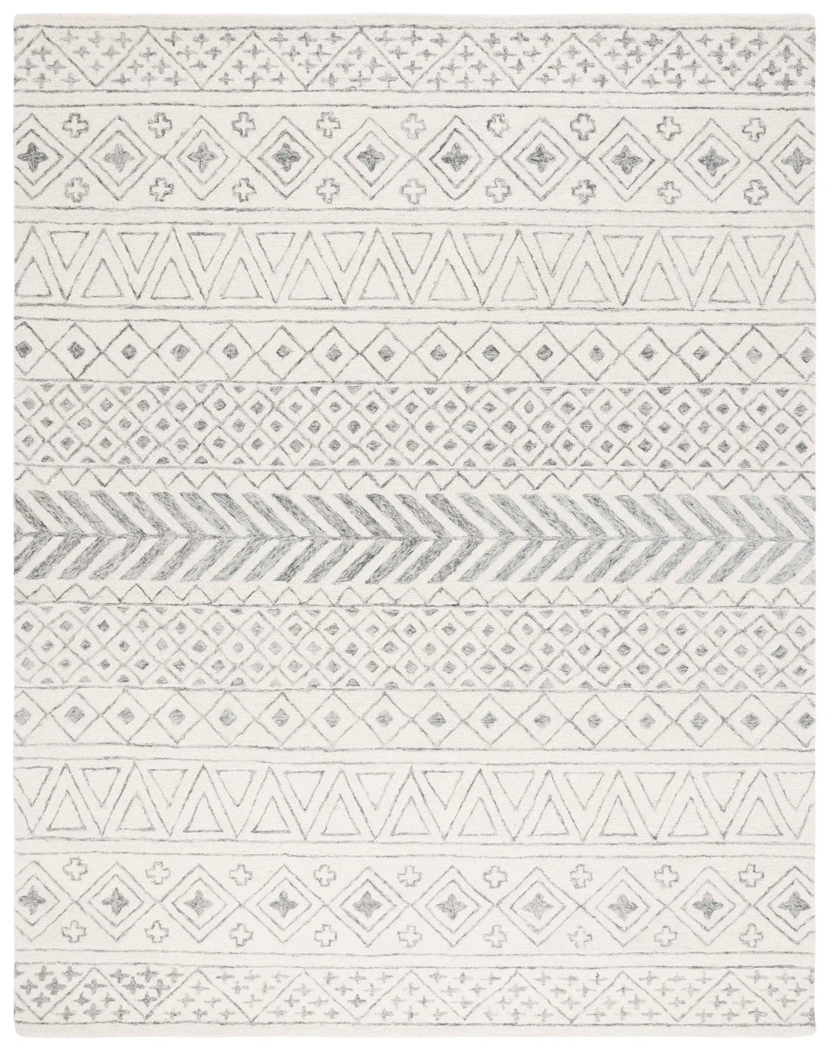 Metro Geometric Banded Hand-Tufted Wool Rug