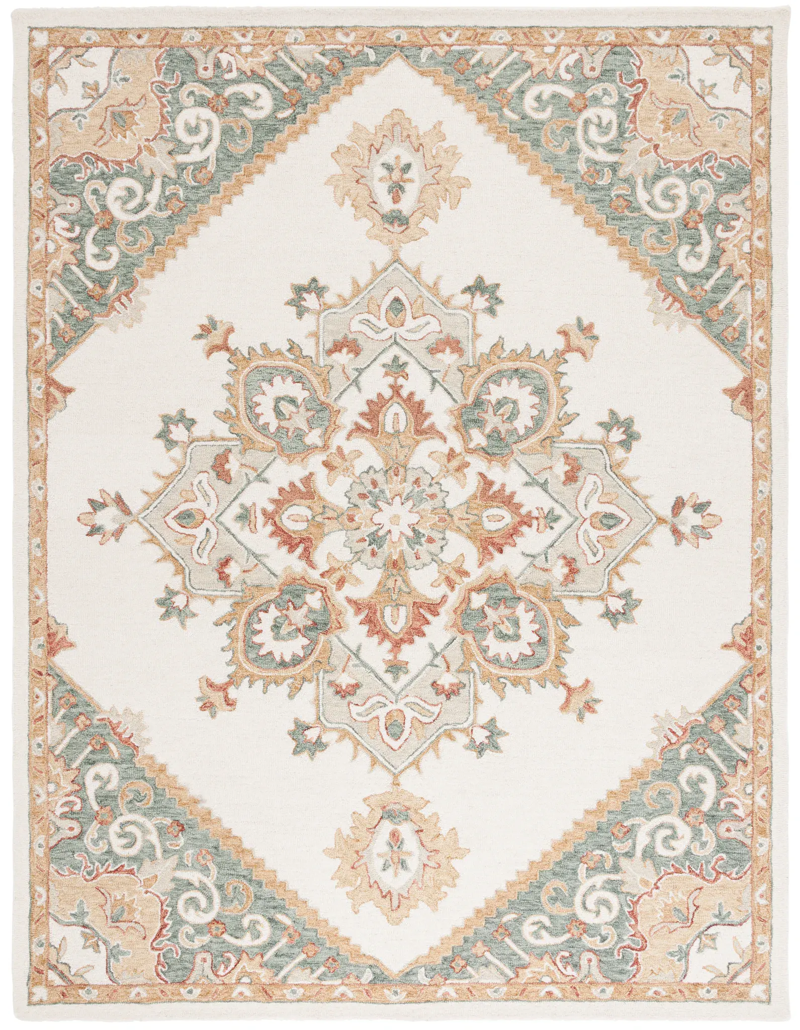 Metro Cross Rosette Medallion Hand-Tufted Wool Rug