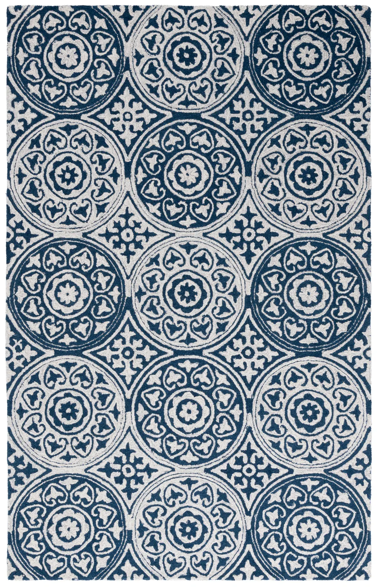 Metro Rosette Circle Tile Hand-Tufted Wool Rug