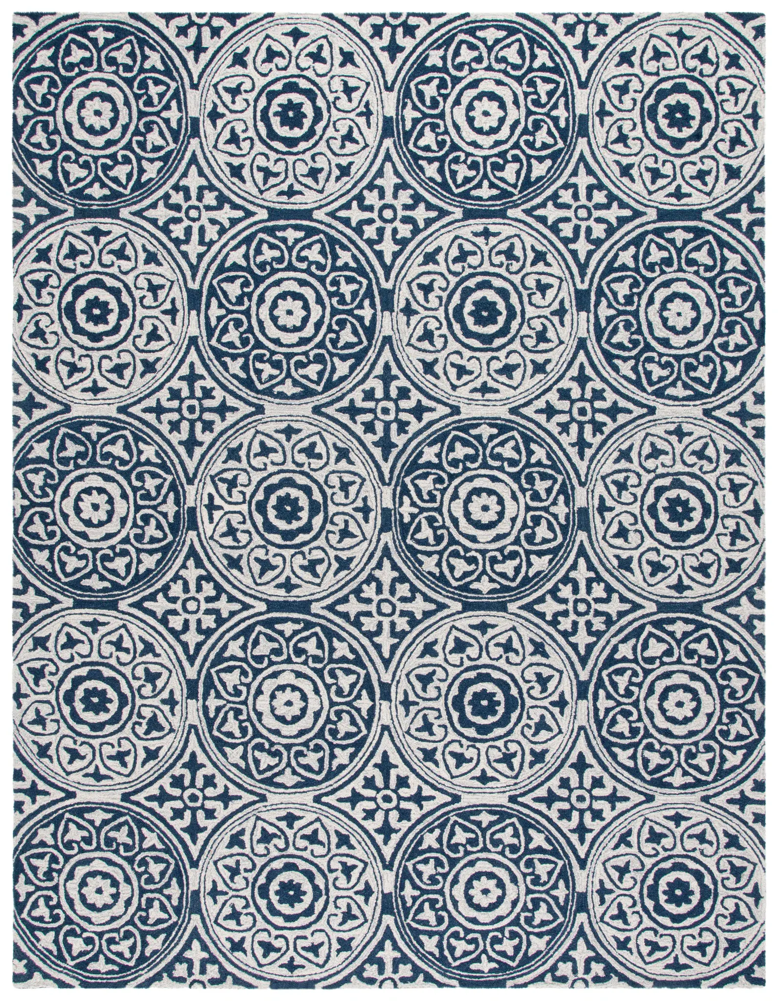 Metro Rosette Circle Tile Hand-Tufted Wool Rug