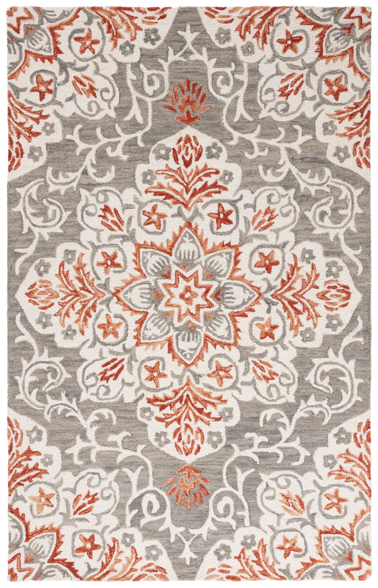 Metro Scroll Cartouche Medallion Hand-Tufted Wool Rug