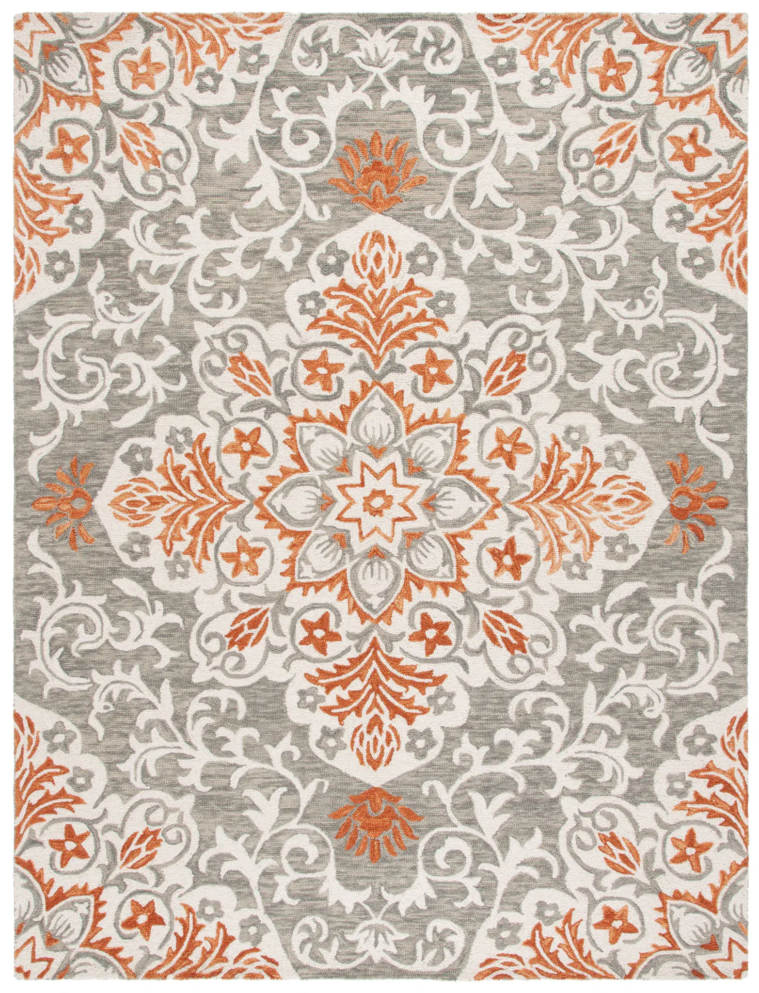 Metro Scroll Cartouche Medallion Hand-Tufted Wool Rug