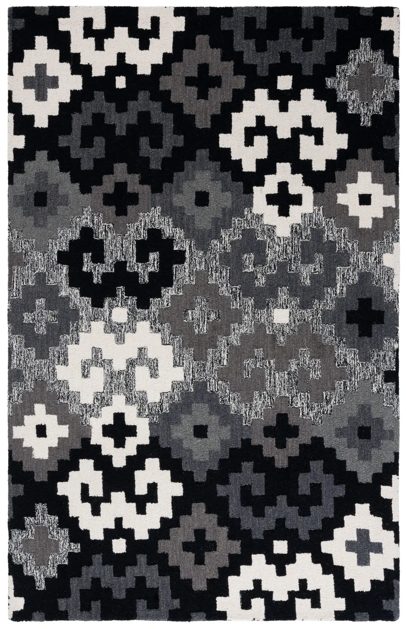Metro Stepped Geometric Hand-Tufted Wool Rug