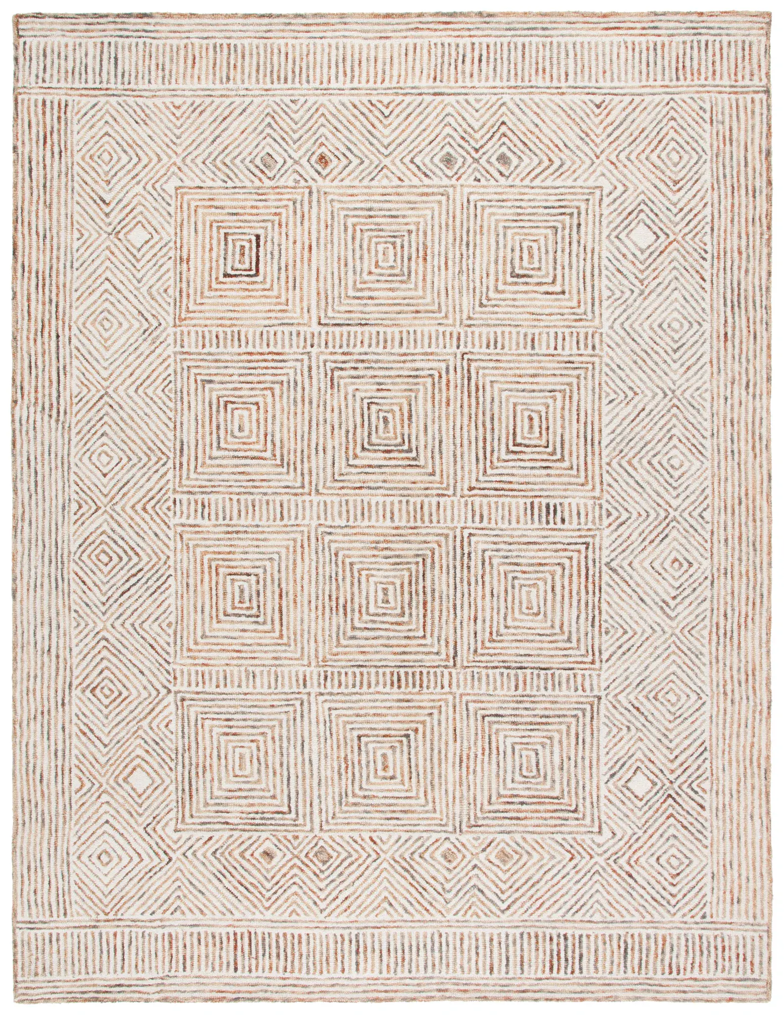 Metro Concentric Square Hand-Tufted Wool Rug