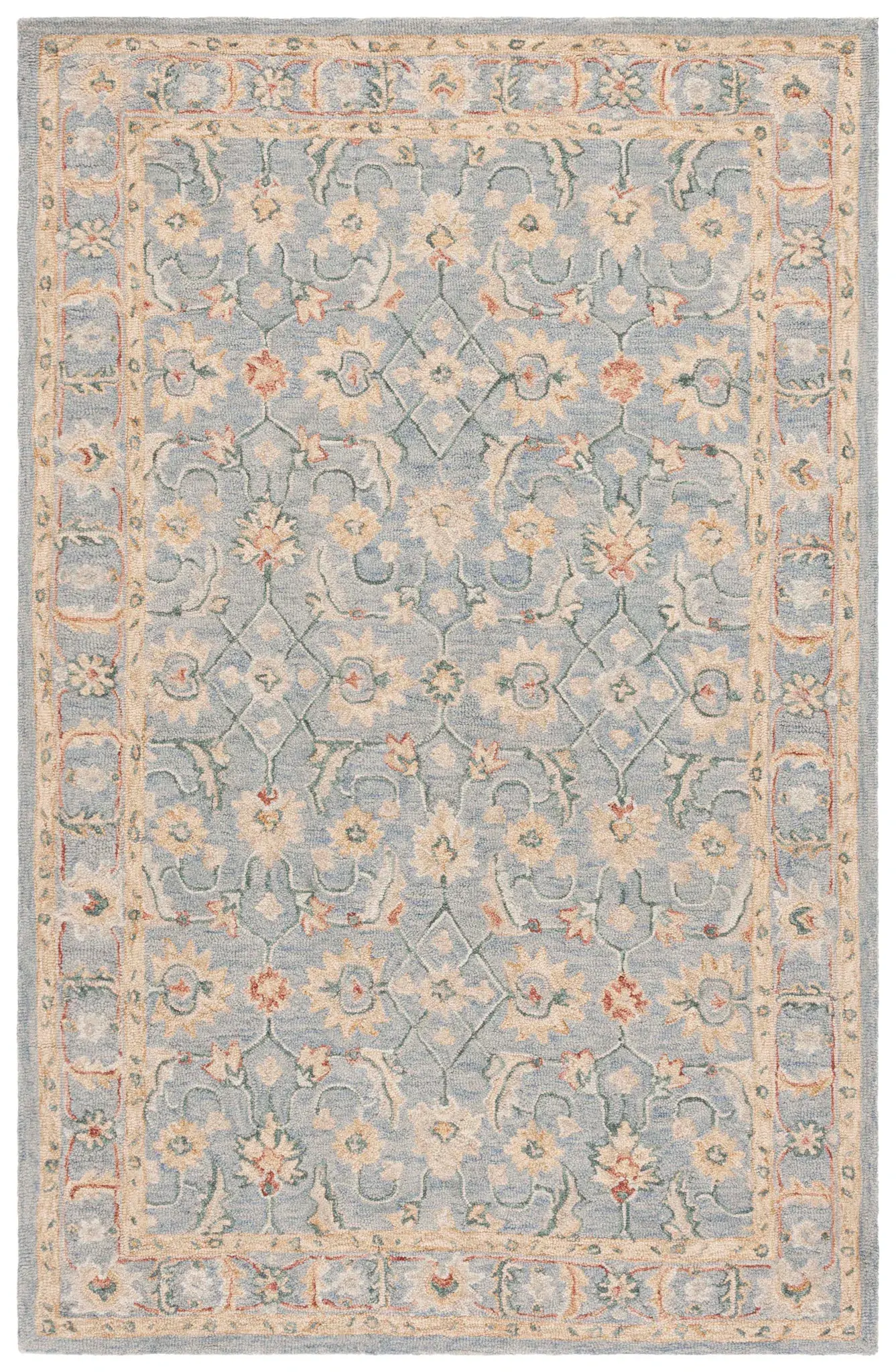 Metro Floral Trellis Border Hand-Tufted Wool Rug