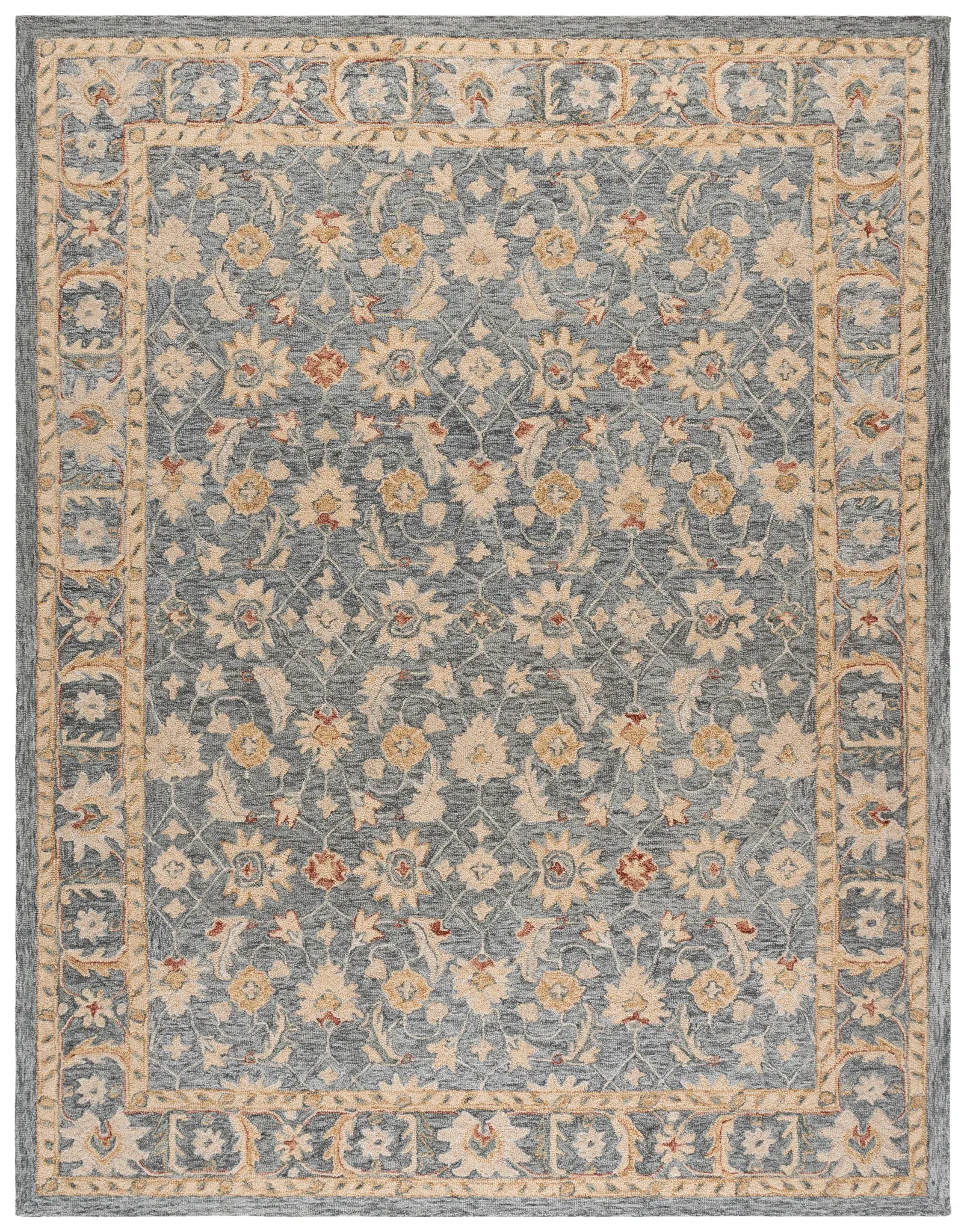 Metro Floral Trellis Border Hand-Tufted Wool Rug