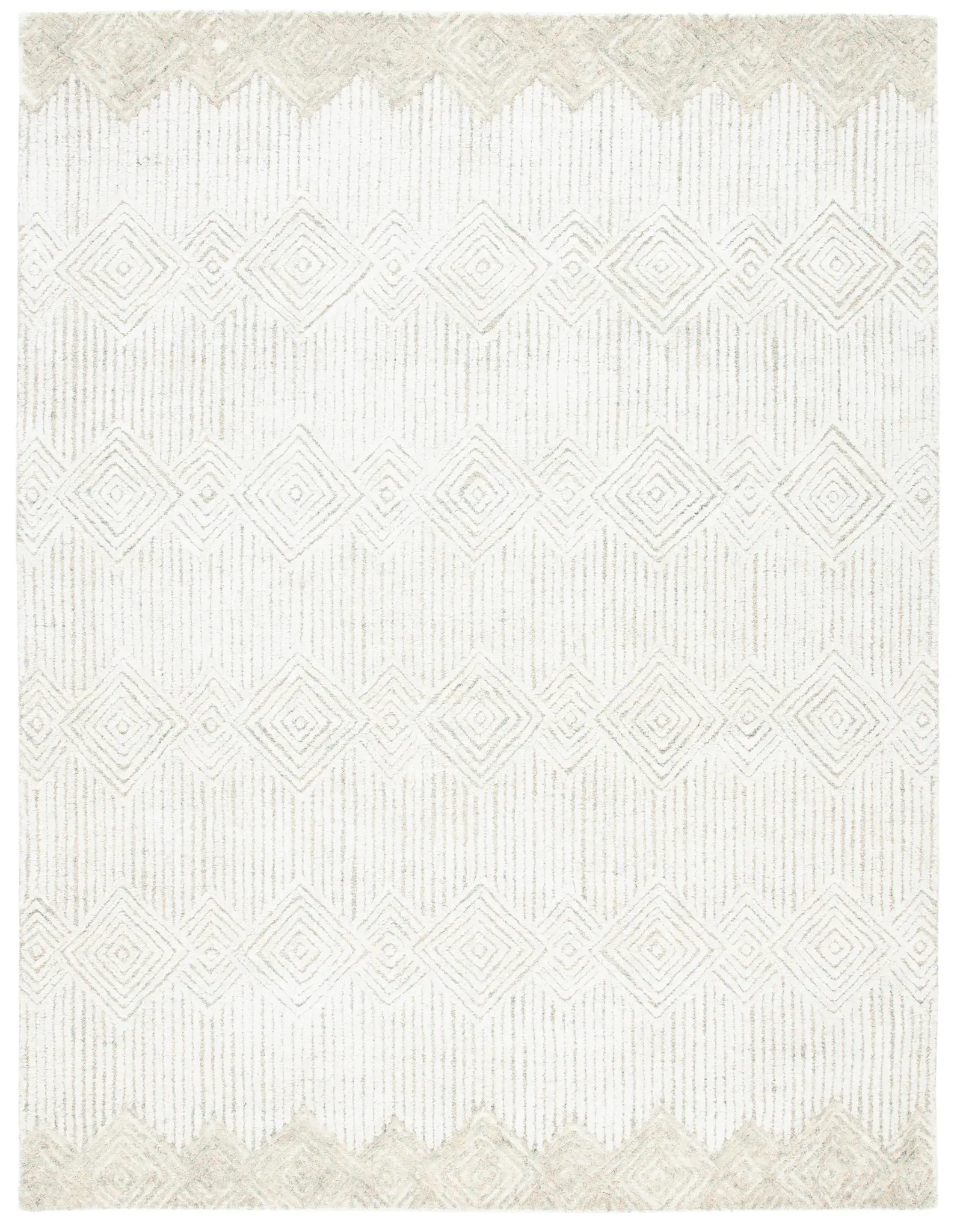 Metro Banded Concentric Diamond Hand-Tufted Wool Rug